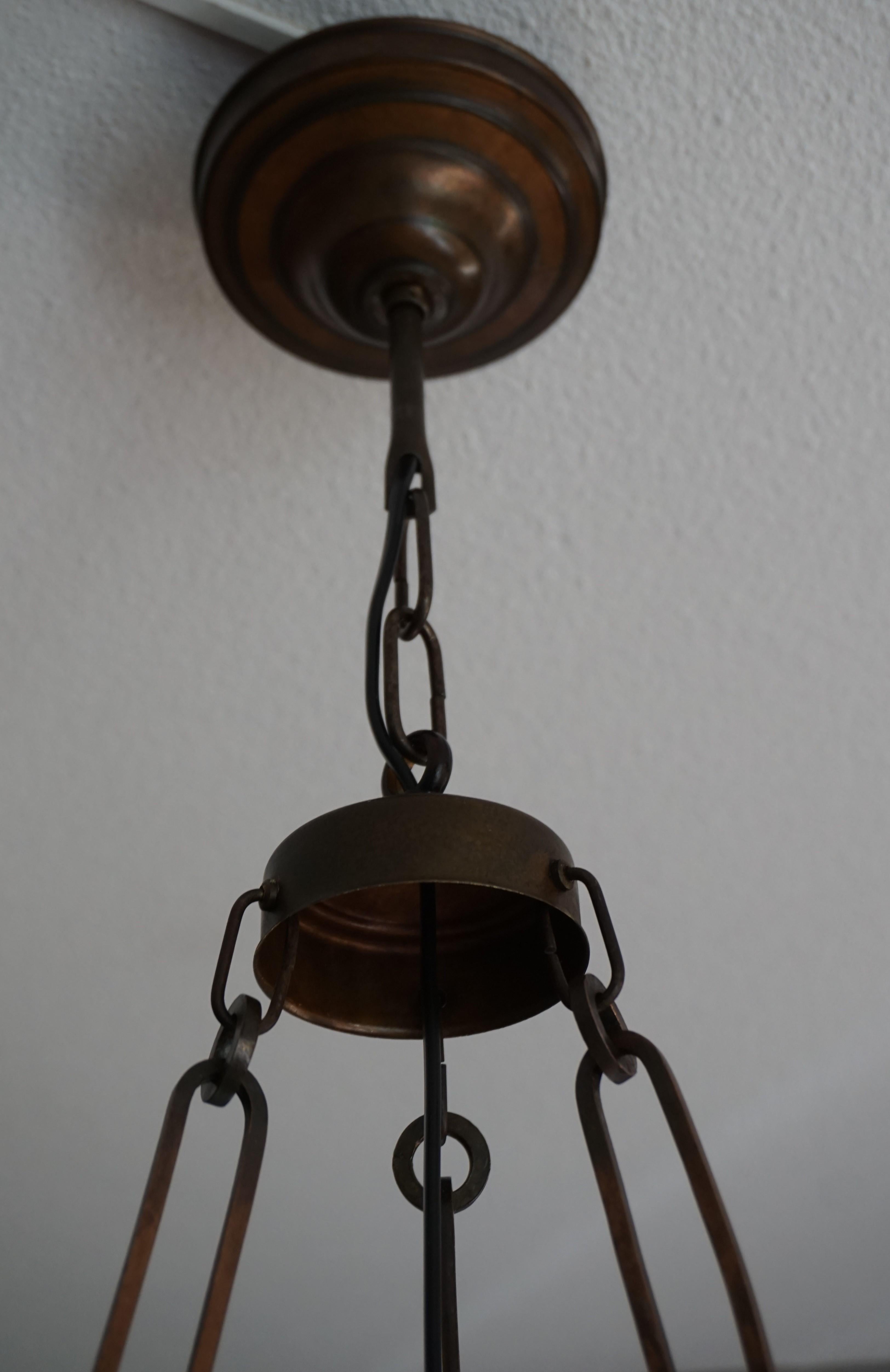 Antique American Opaline Glass Pendant Chandelier By Jefferson with Brass Chain 6