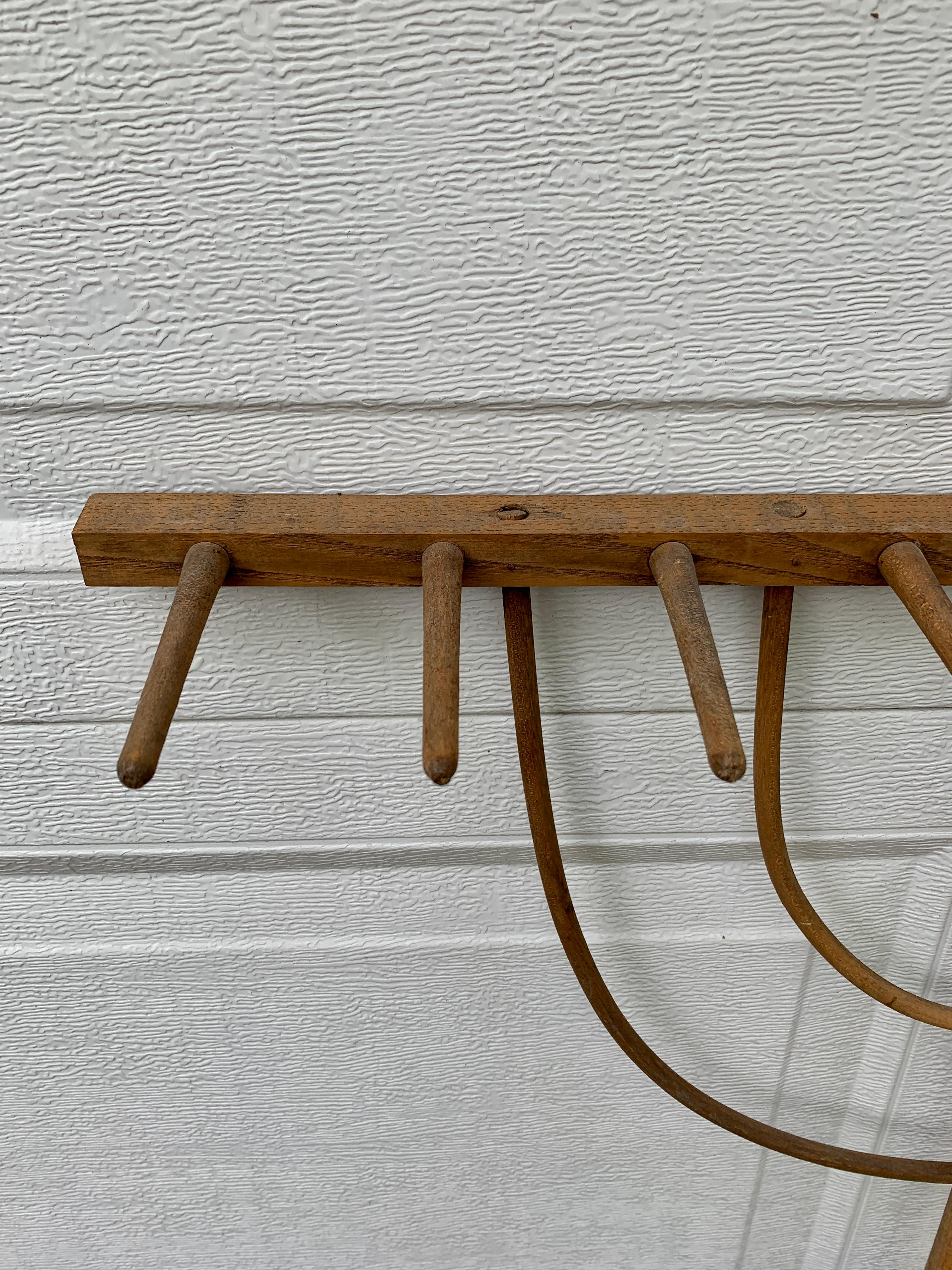 American Antique Early 20th Century Hand Made Wooden Hay Rake For Sale