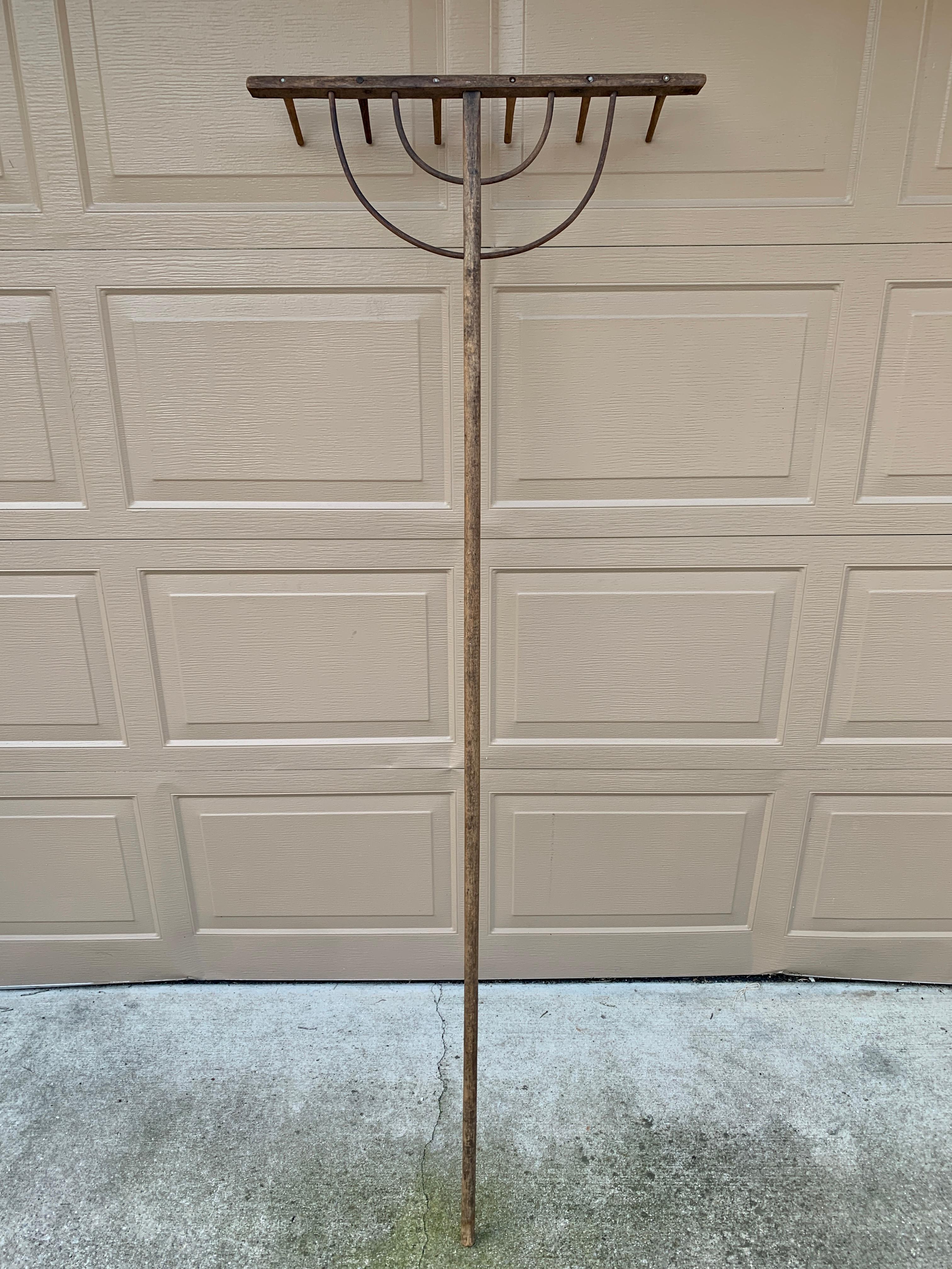 Antique Early 20th Century Hand Made Wooden Hay Rake For Sale 1