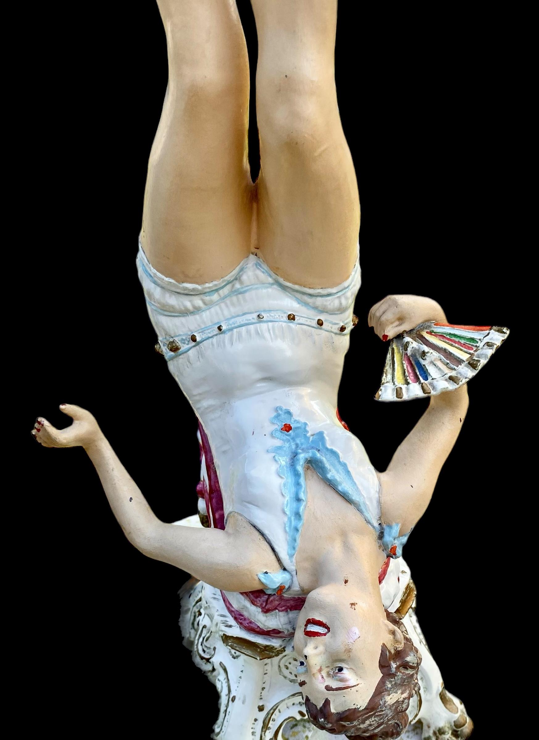 Antique Early 20th Century Hand Painted Spelter Lady On Pillow Lamp 3