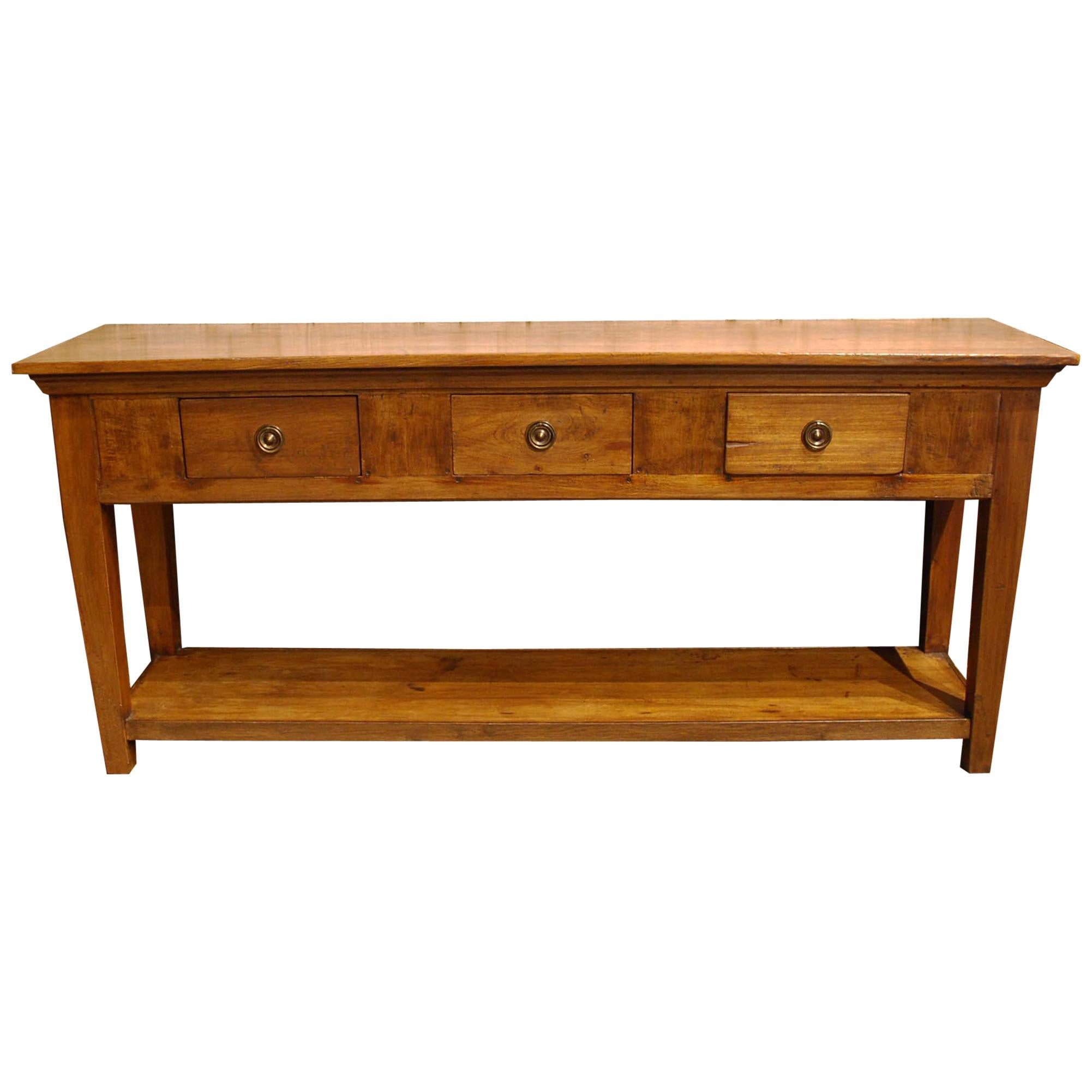 Antique Early 20th Century Honey Color Teak Server with Potboard