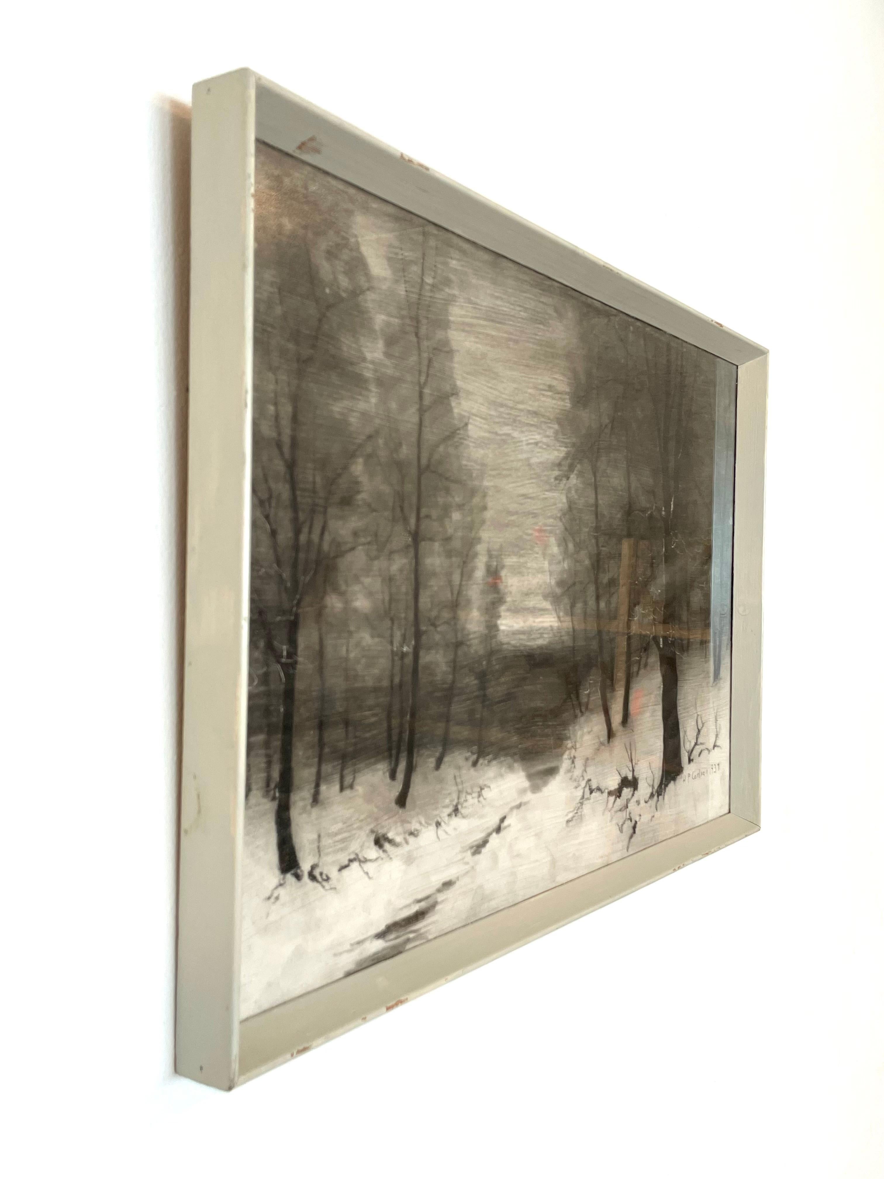 Antique early 20th century impressionist coal drawing by H P Carlsen (1855-1950) For Sale 2