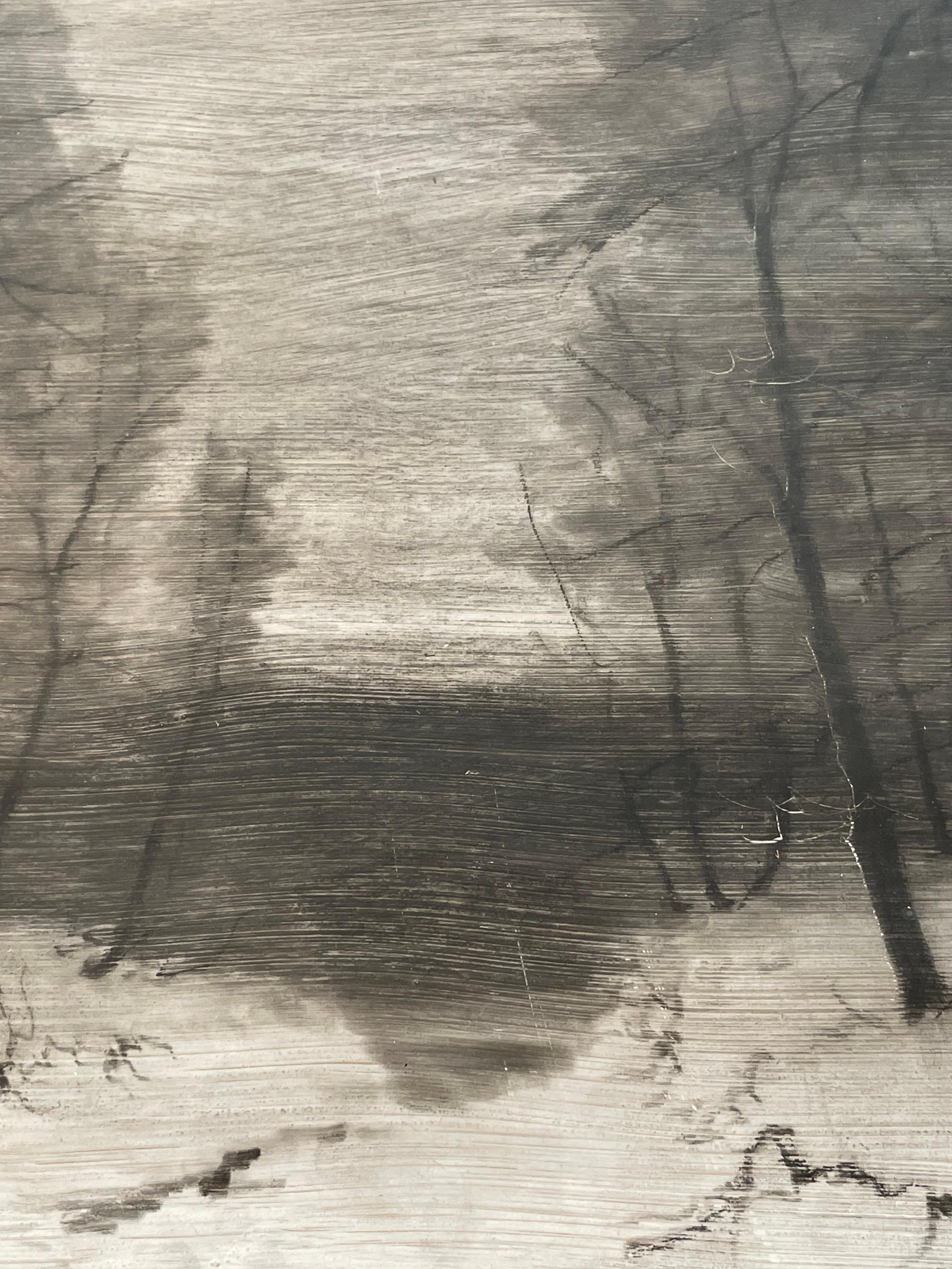 Antique early 20th century impressionist coal drawing by H P Carlsen (1855-1950) In Good Condition For Sale In Ebberup, DK