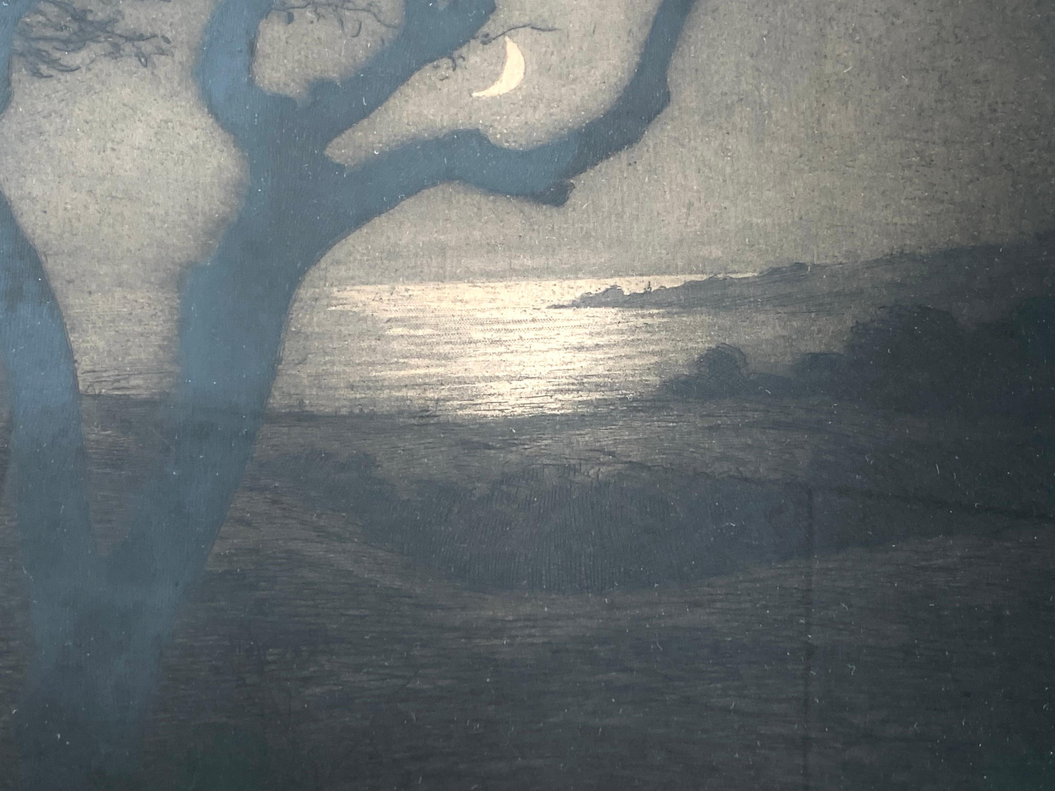 Danish Antique early 20th century impressionist etching by Emil Krause (1871-1945) For Sale