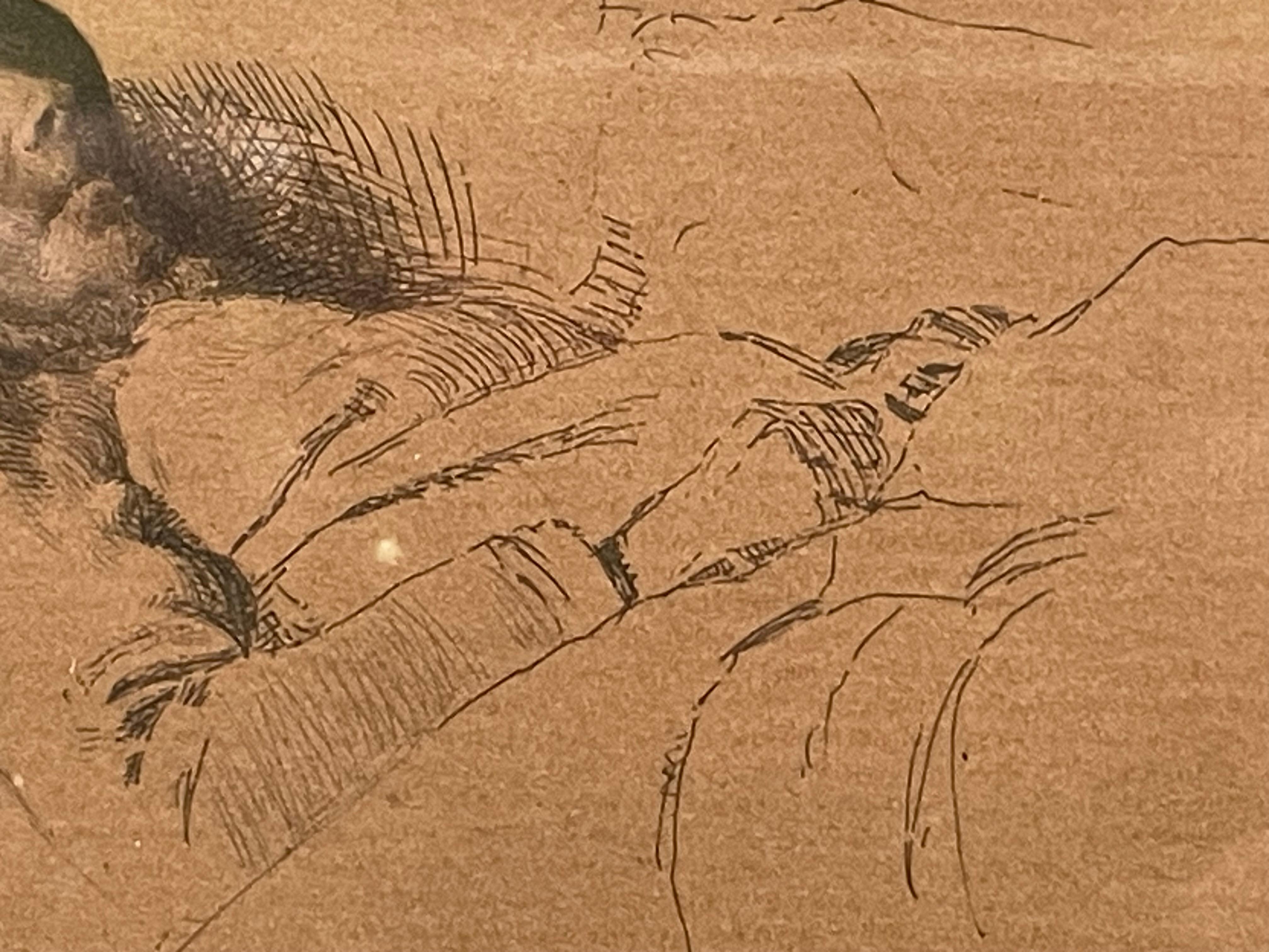 Romantic Antique early 20th century impressionist etching from 1882 by Carl Bloch For Sale