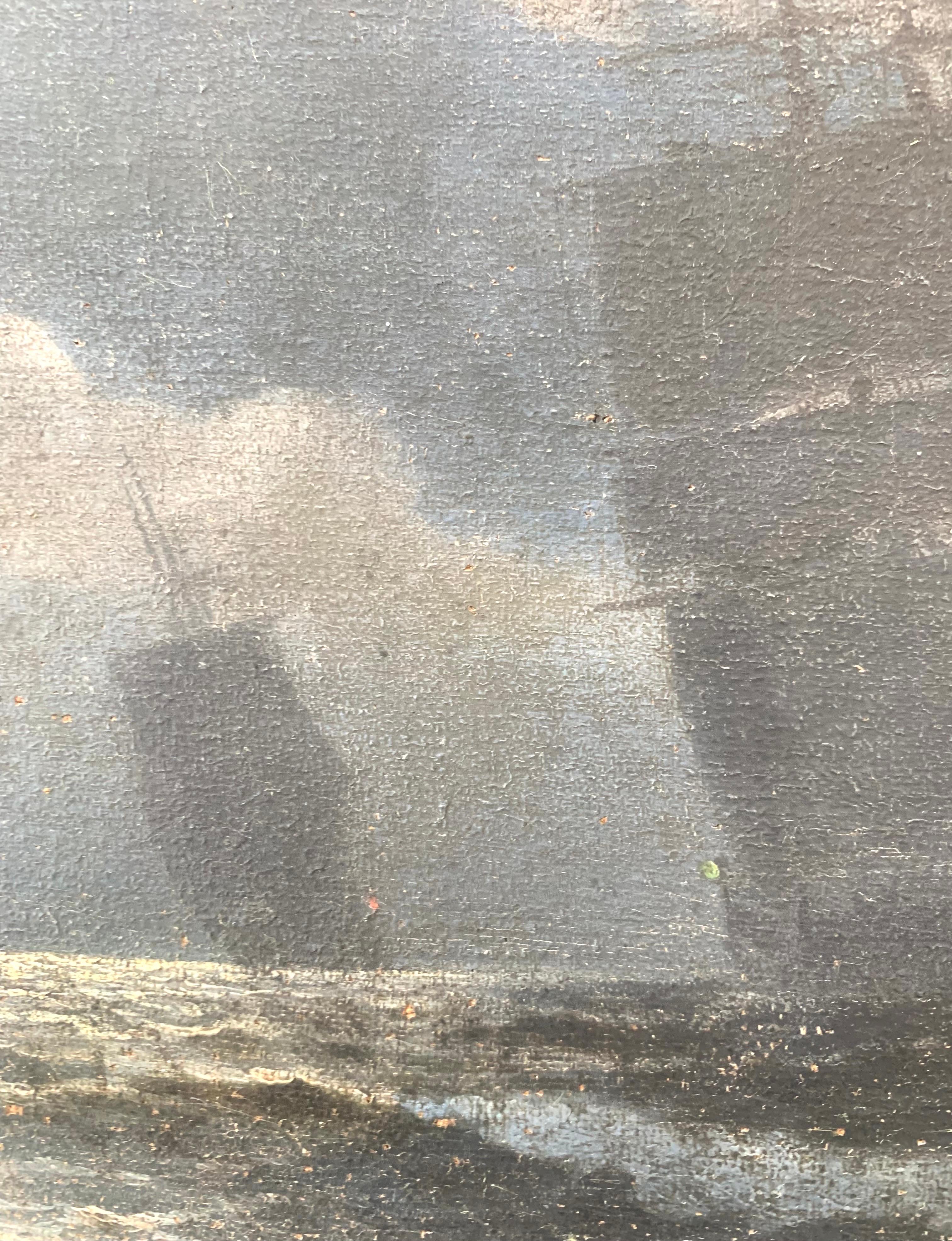 Antikes impressionistisches Gemälde eines Schiffes im Mondlicht aus dem frühen 20. Jahrhundert im Zustand „Relativ gut“ im Angebot in Ebberup, DK