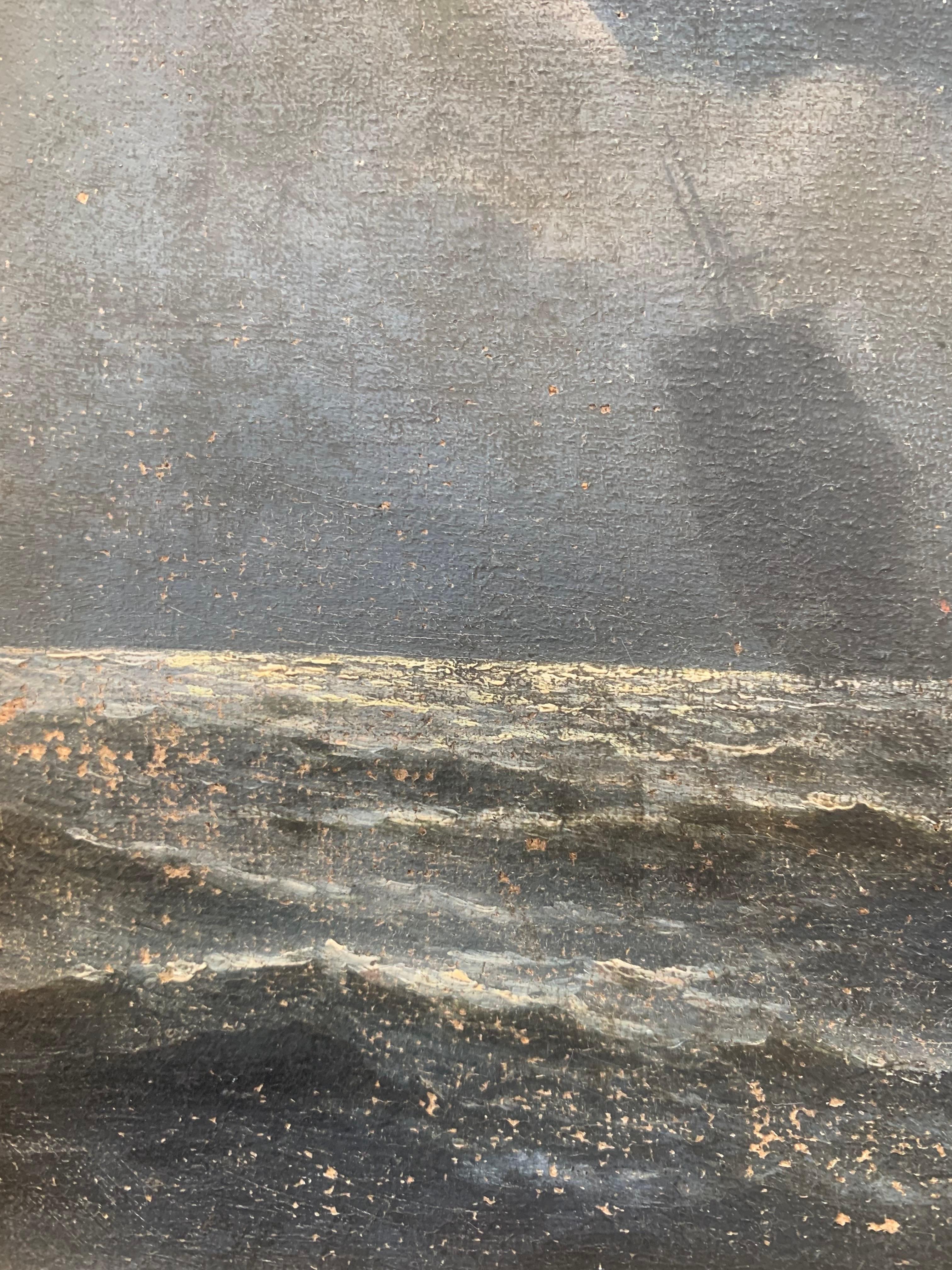 Antikes impressionistisches Gemälde eines Schiffes im Mondlicht aus dem frühen 20. Jahrhundert (Farbe) im Angebot