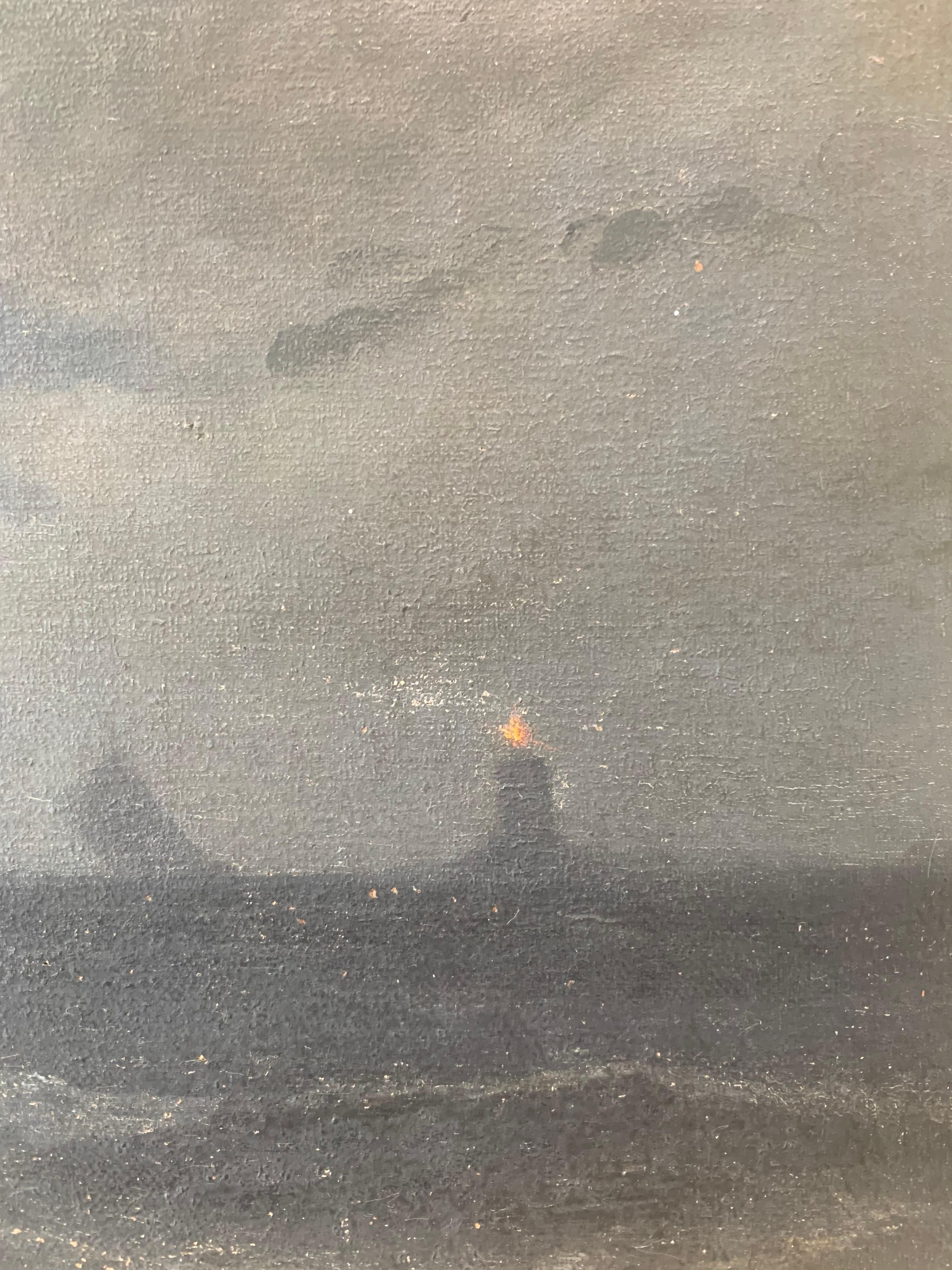 Antikes impressionistisches Gemälde eines Schiffes im Mondlicht aus dem frühen 20. Jahrhundert im Angebot 2