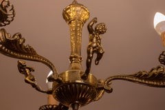 Antique Early 20th Century Italian Brass Chandelier with Kids
