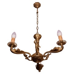 Used Early 20th Century Italian Brass Chandelier with Kids