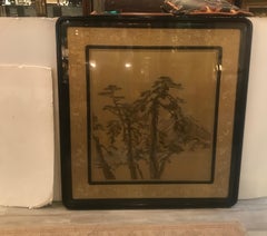 Antique Early 20th Century Japanese Hand Stitched Silk Framed Tapestry