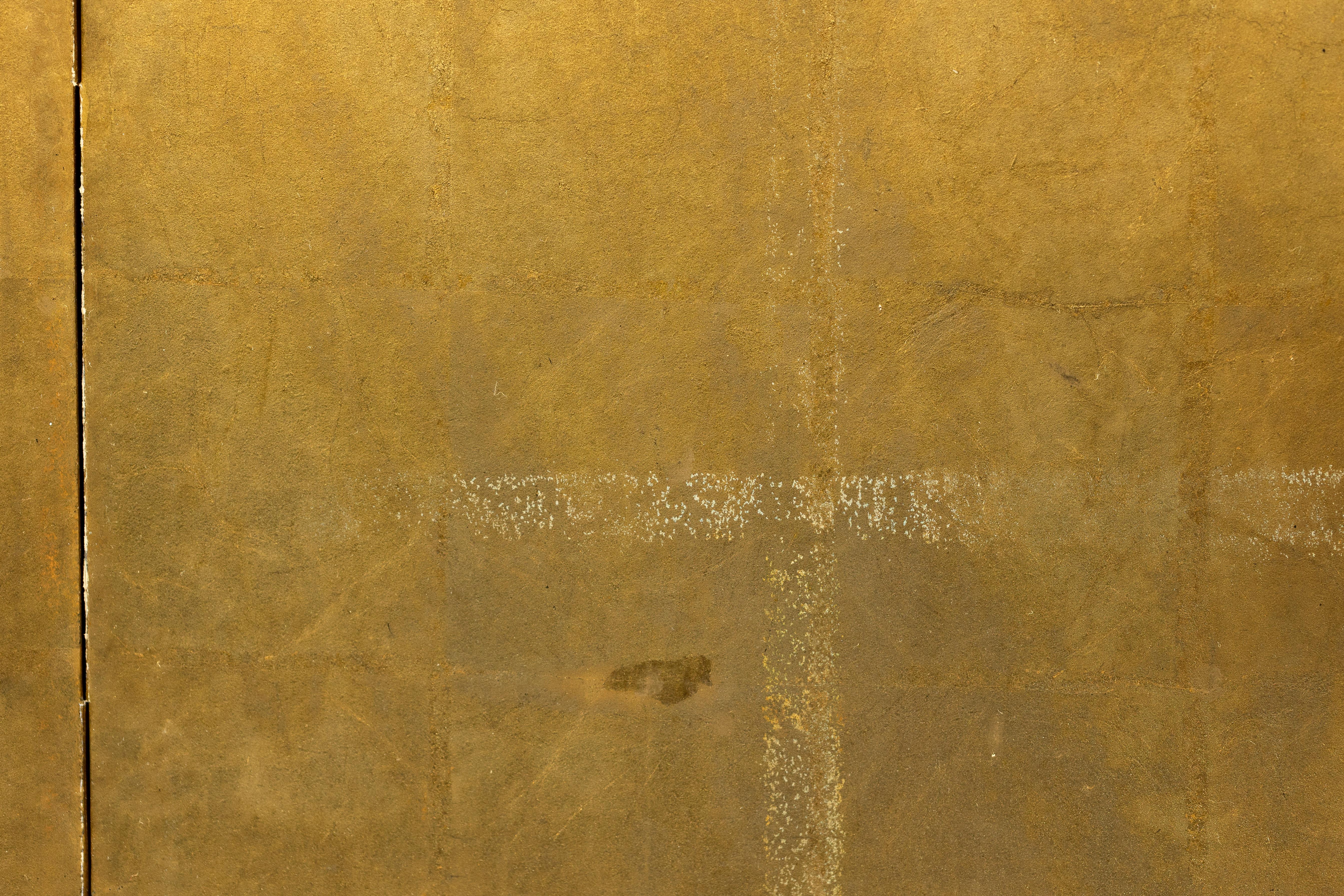 Antique Early 20th-Century Japanese Two-Panel Gold-Leaf Byōbu Screen For Sale 8
