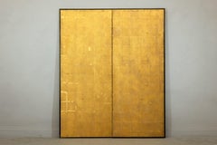 Antique Early 20th-Century Japanese Two-Panel Gold-Leaf Byōbu Screen