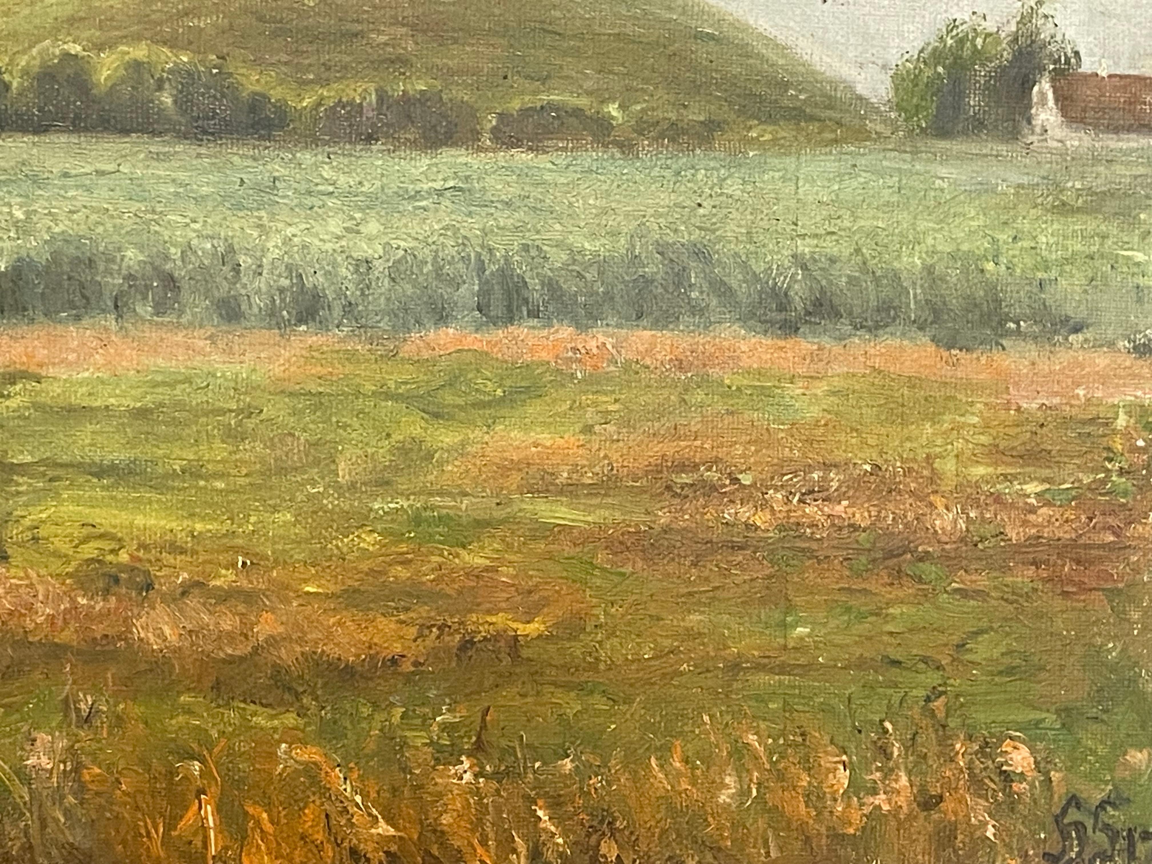 Antique early 20th century landscape oil painting from Denmark For Sale 3