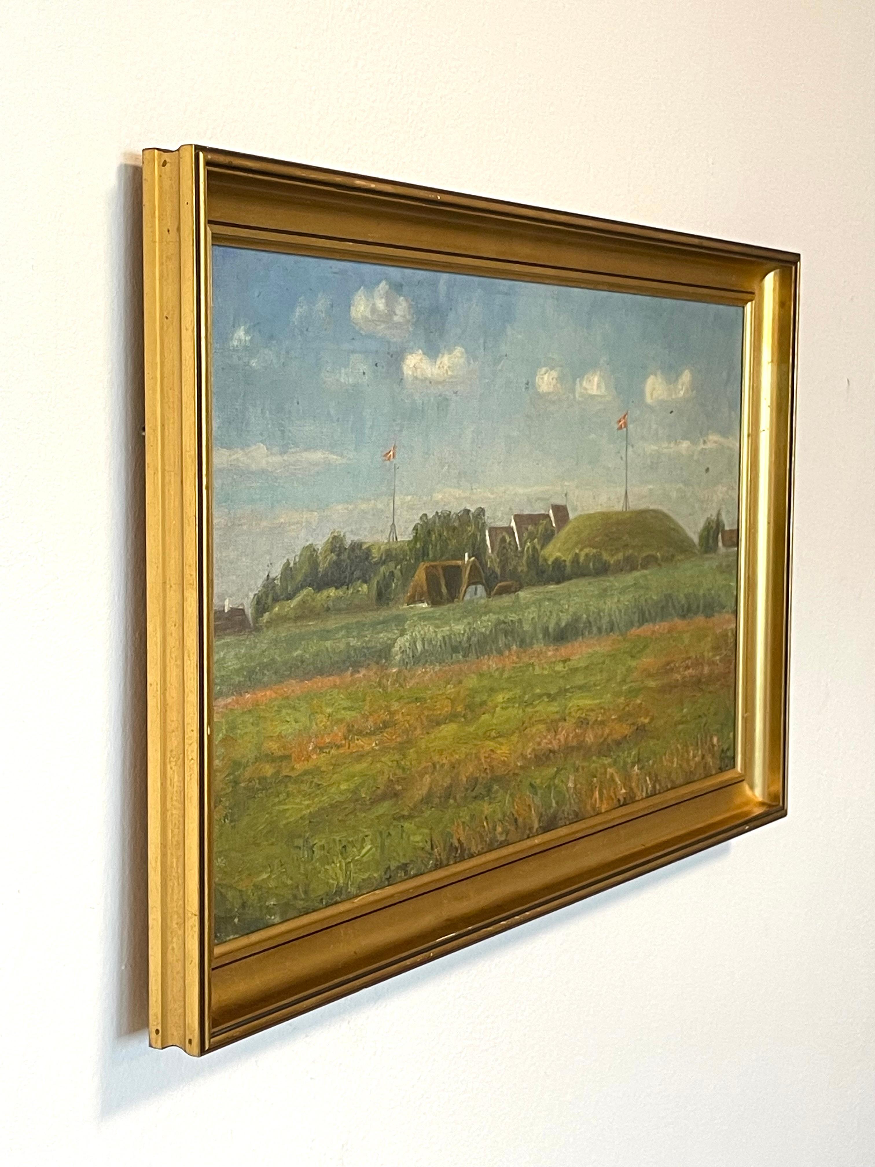 Antique early 20th century landscape oil painting from Denmark For Sale 5