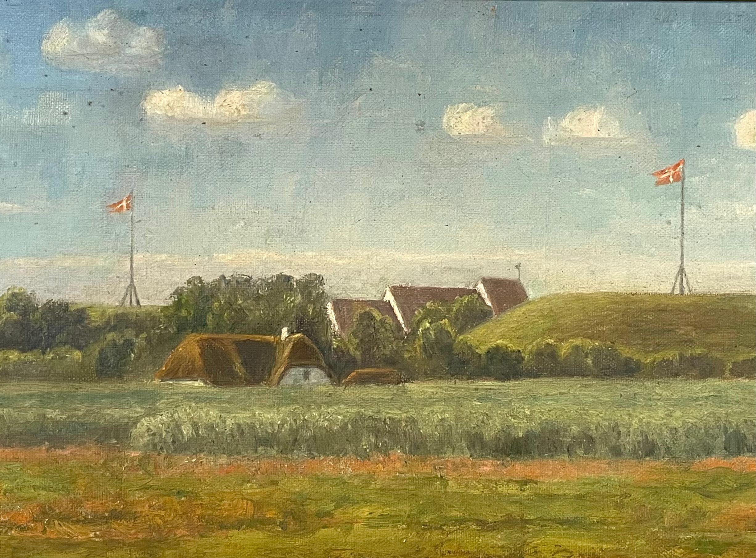Mid-Century Modern Antique early 20th century landscape oil painting from Denmark For Sale