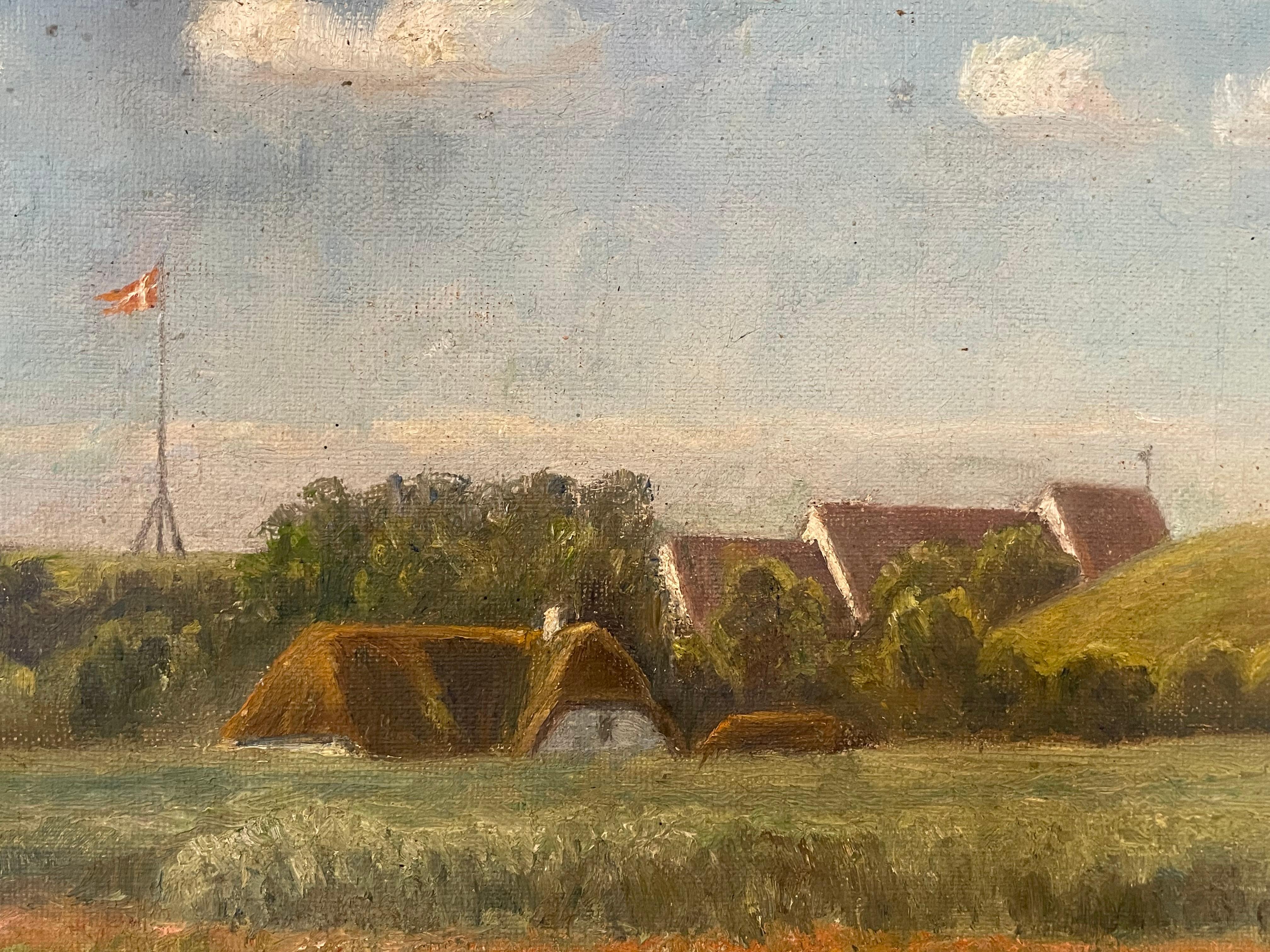 Danish Antique early 20th century landscape oil painting from Denmark For Sale