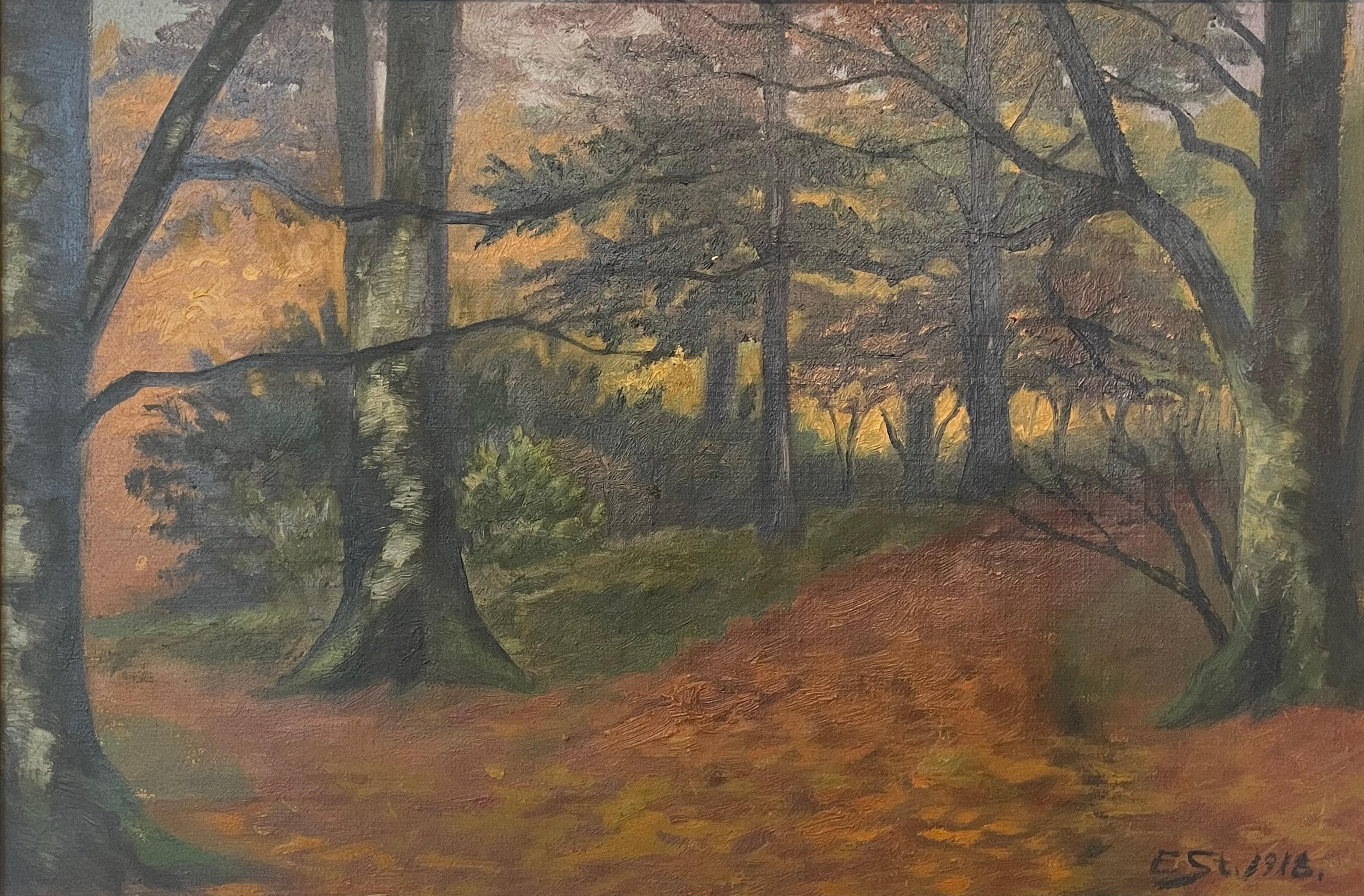 Danois Ancienne peinture à l'huile de paysage du Danemark du début du 20e siècle en vente