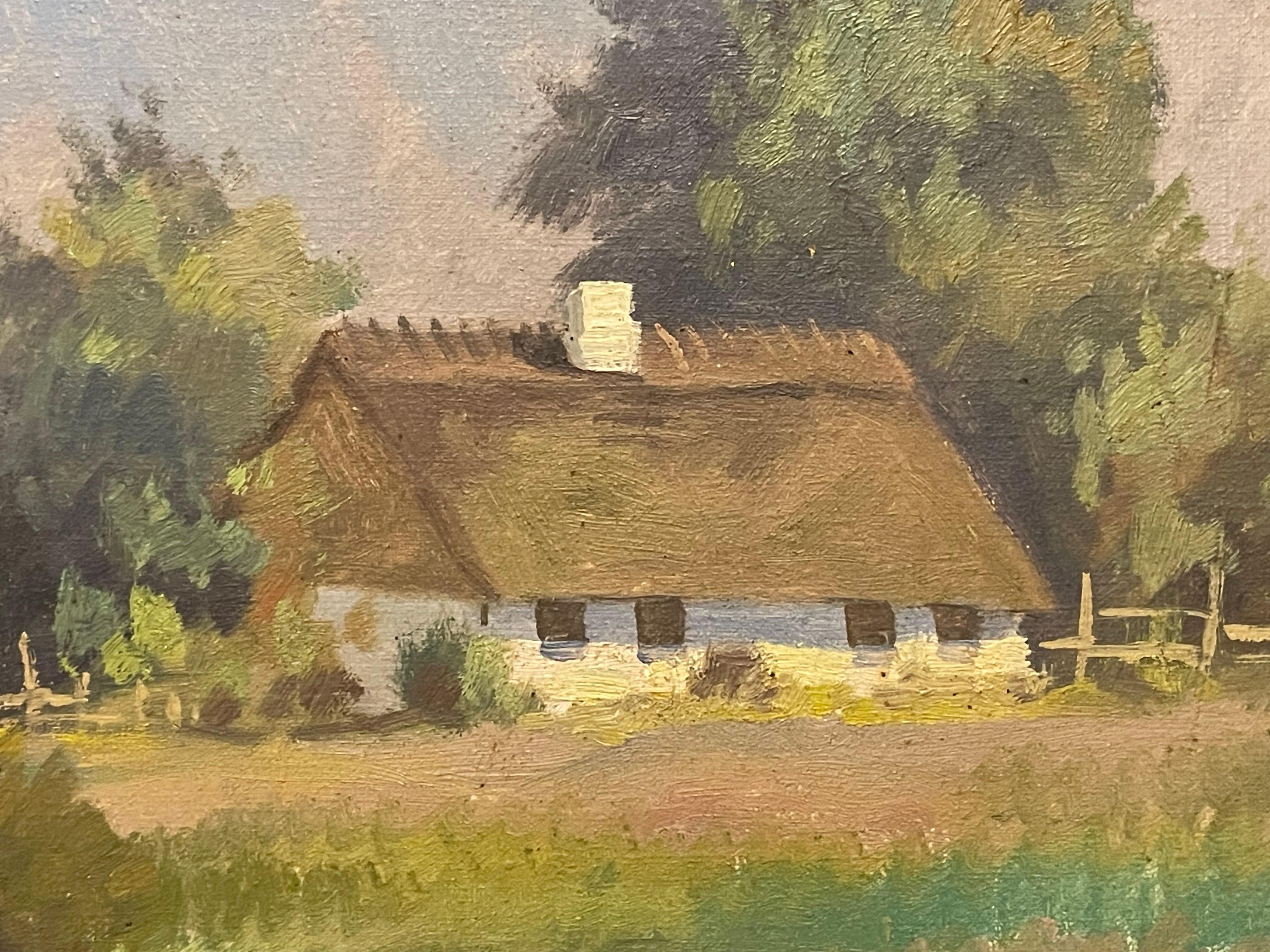 Antique early 20th century landscape oil painting from Denmark In Good Condition For Sale In Ebberup, DK