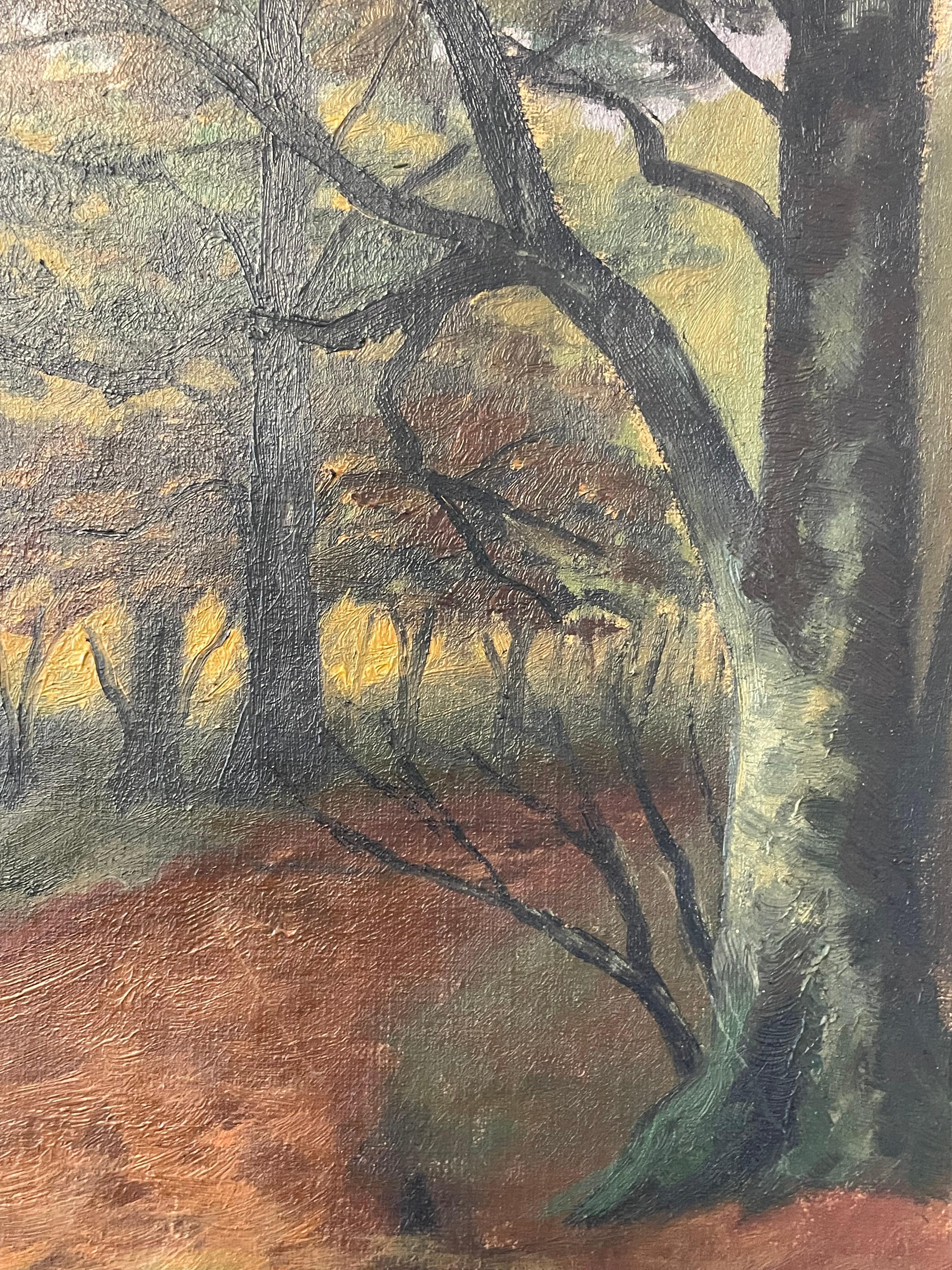 Ancienne peinture à l'huile de paysage du Danemark du début du 20e siècle Bon état - En vente à Ebberup, DK