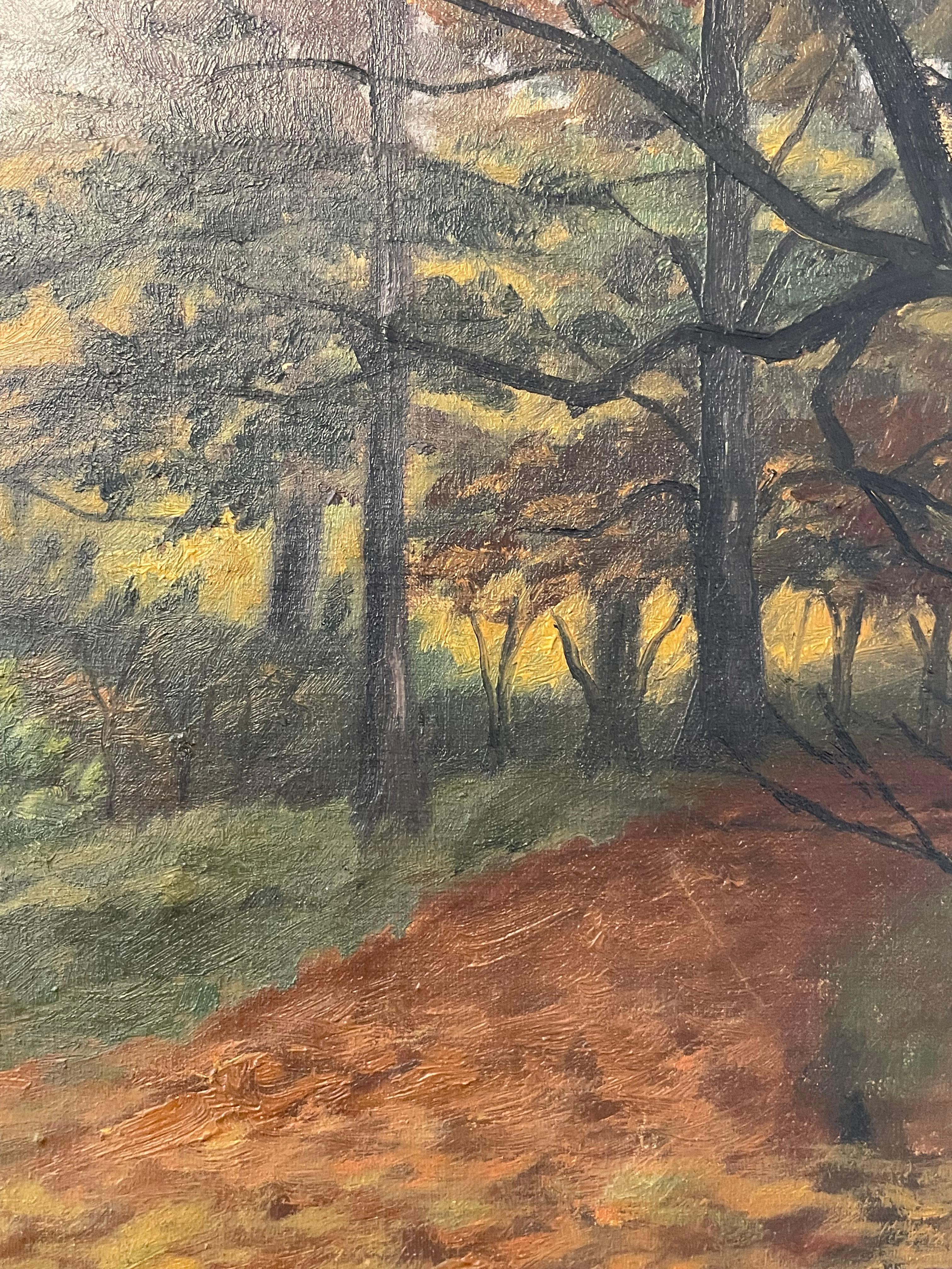 20ième siècle Ancienne peinture à l'huile de paysage du Danemark du début du 20e siècle en vente