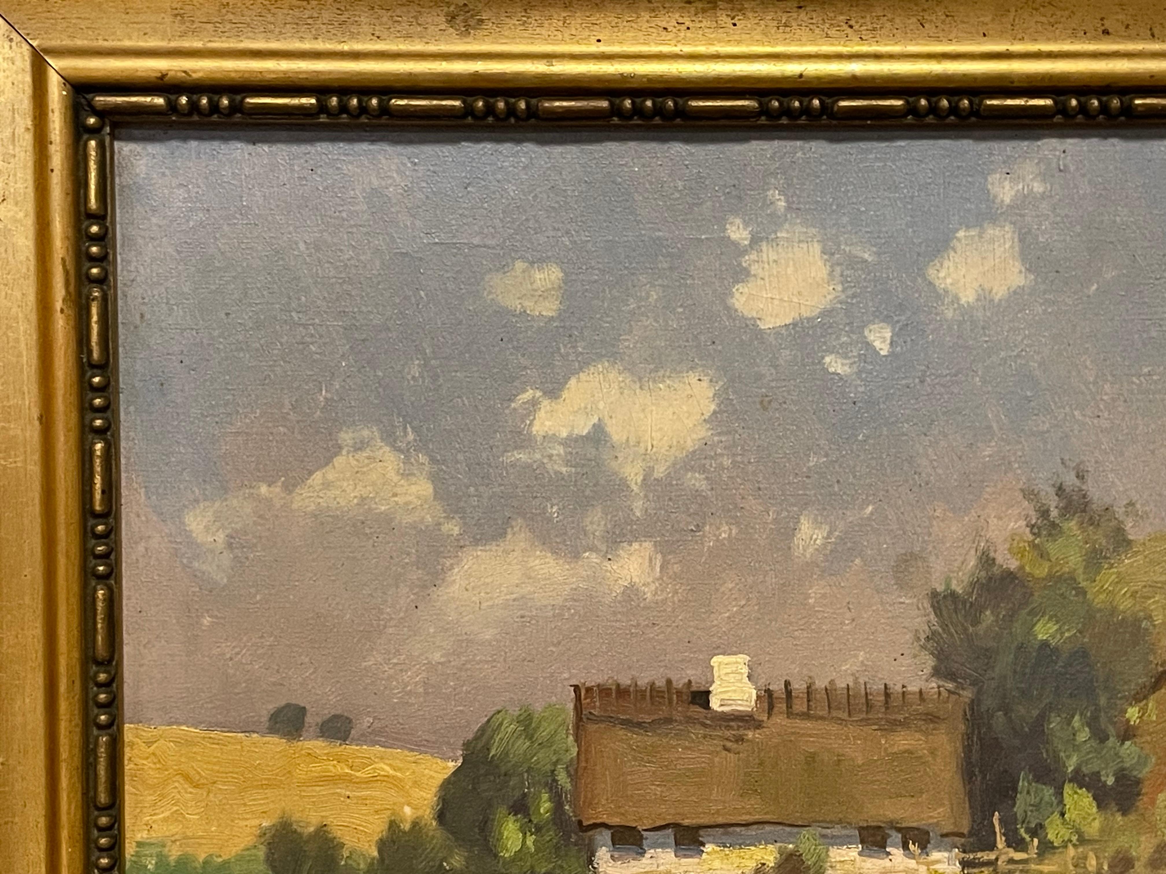 Paint Antique early 20th century landscape oil painting from Denmark For Sale