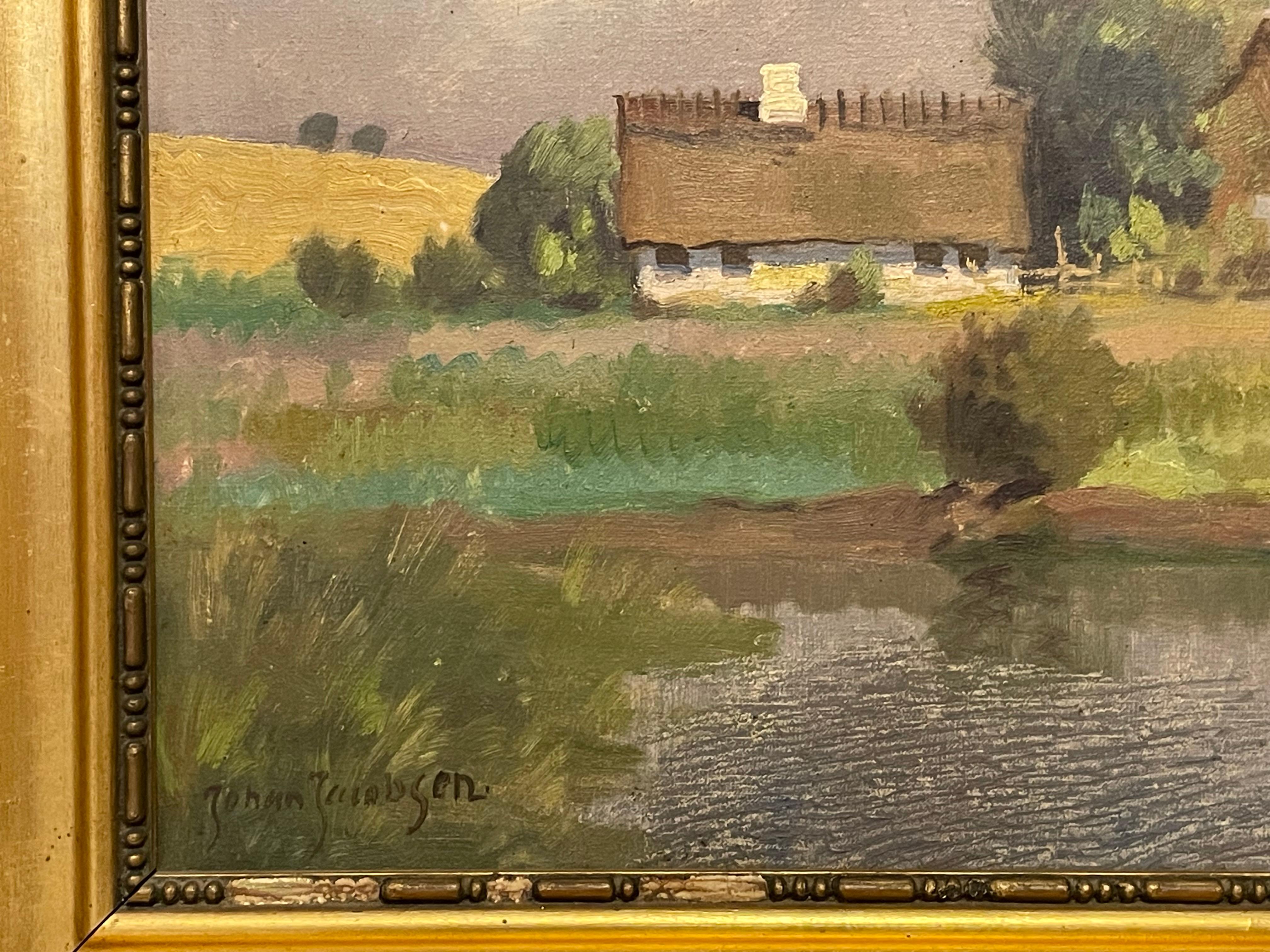 Antique early 20th century landscape oil painting from Denmark For Sale 1
