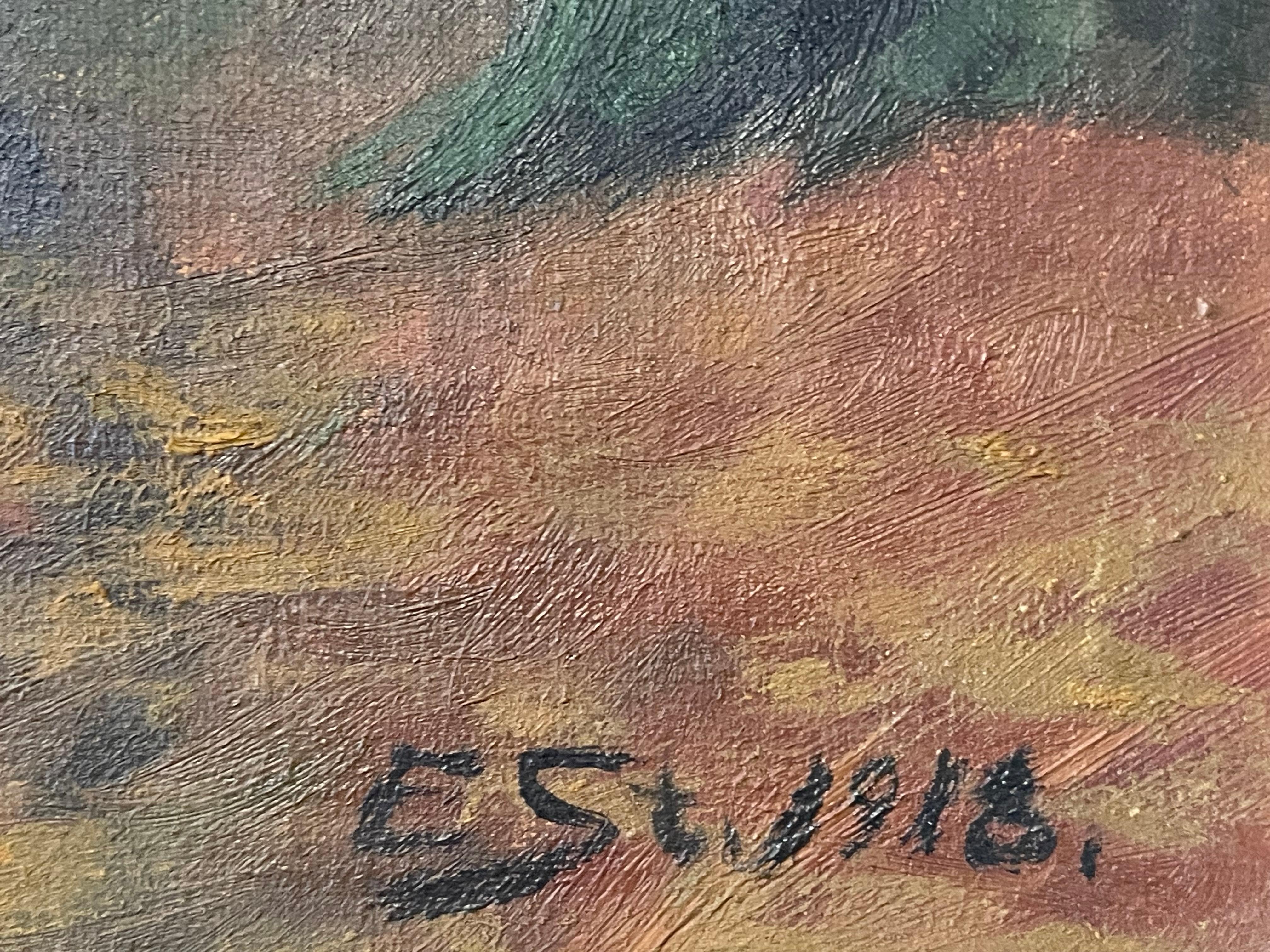 Ancienne peinture à l'huile de paysage du Danemark du début du 20e siècle en vente 1
