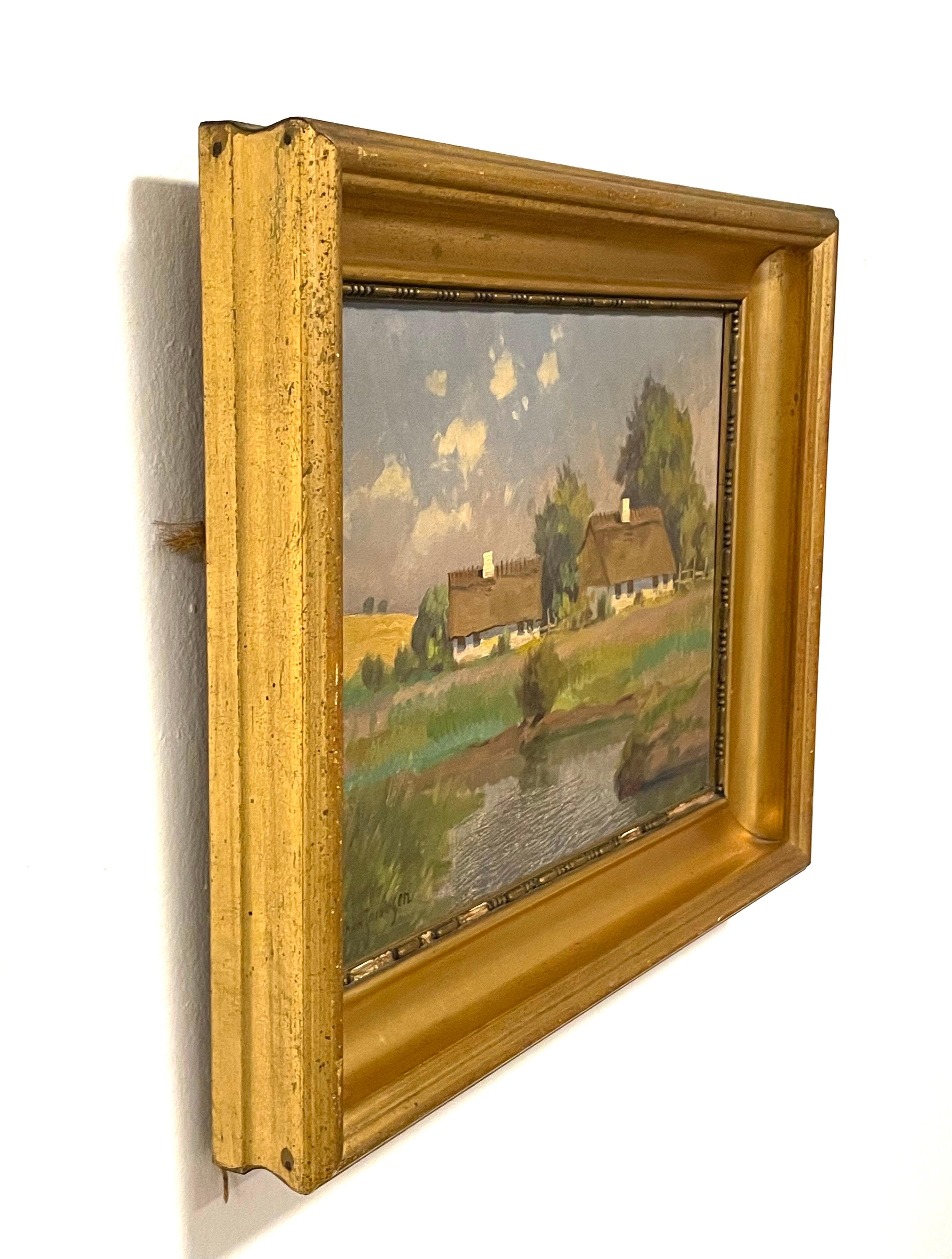 Antique early 20th century landscape oil painting from Denmark For Sale 2