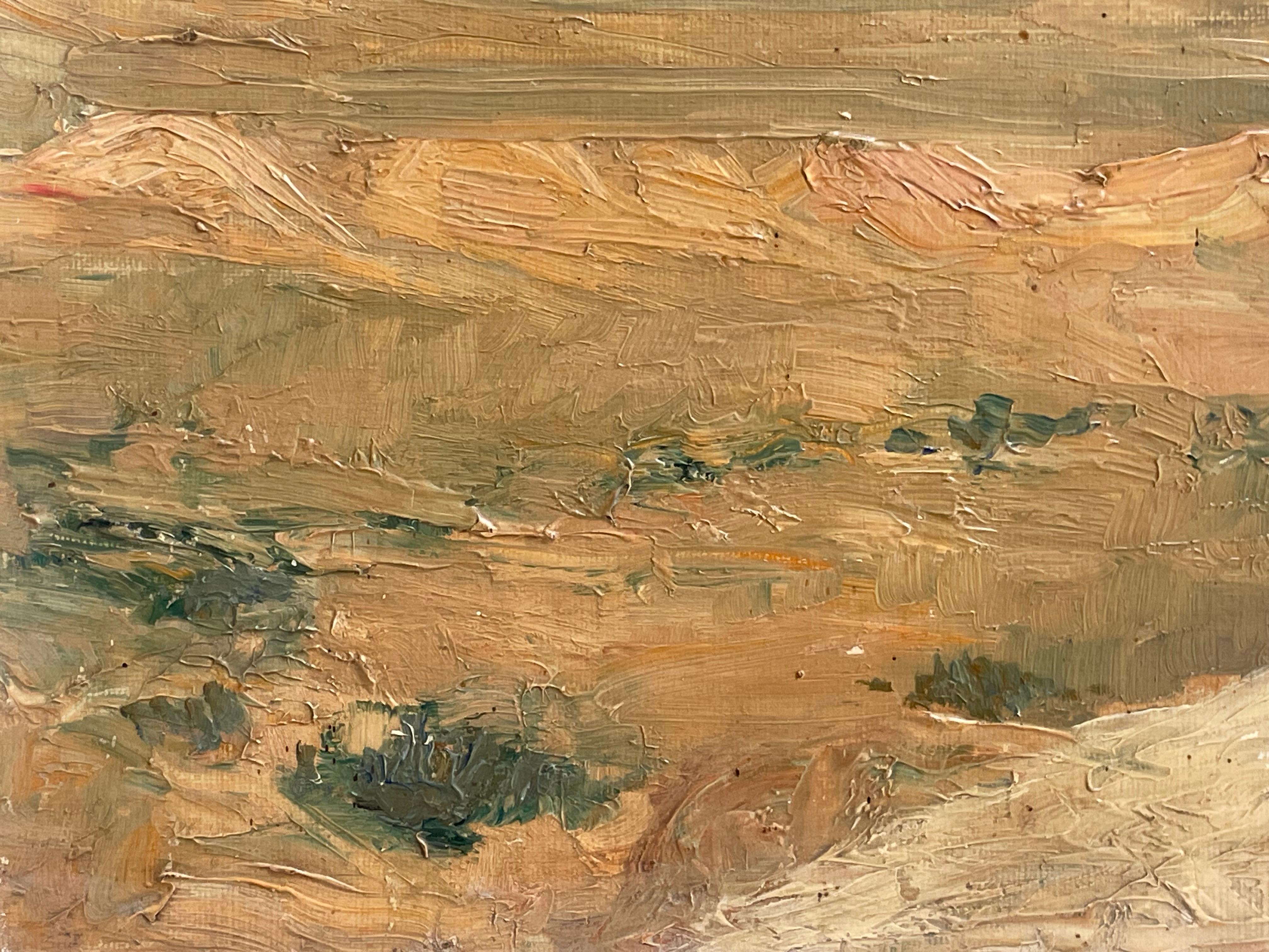 Dipinto Antique early 20th century landscape oil painting of desert landscape in vendita