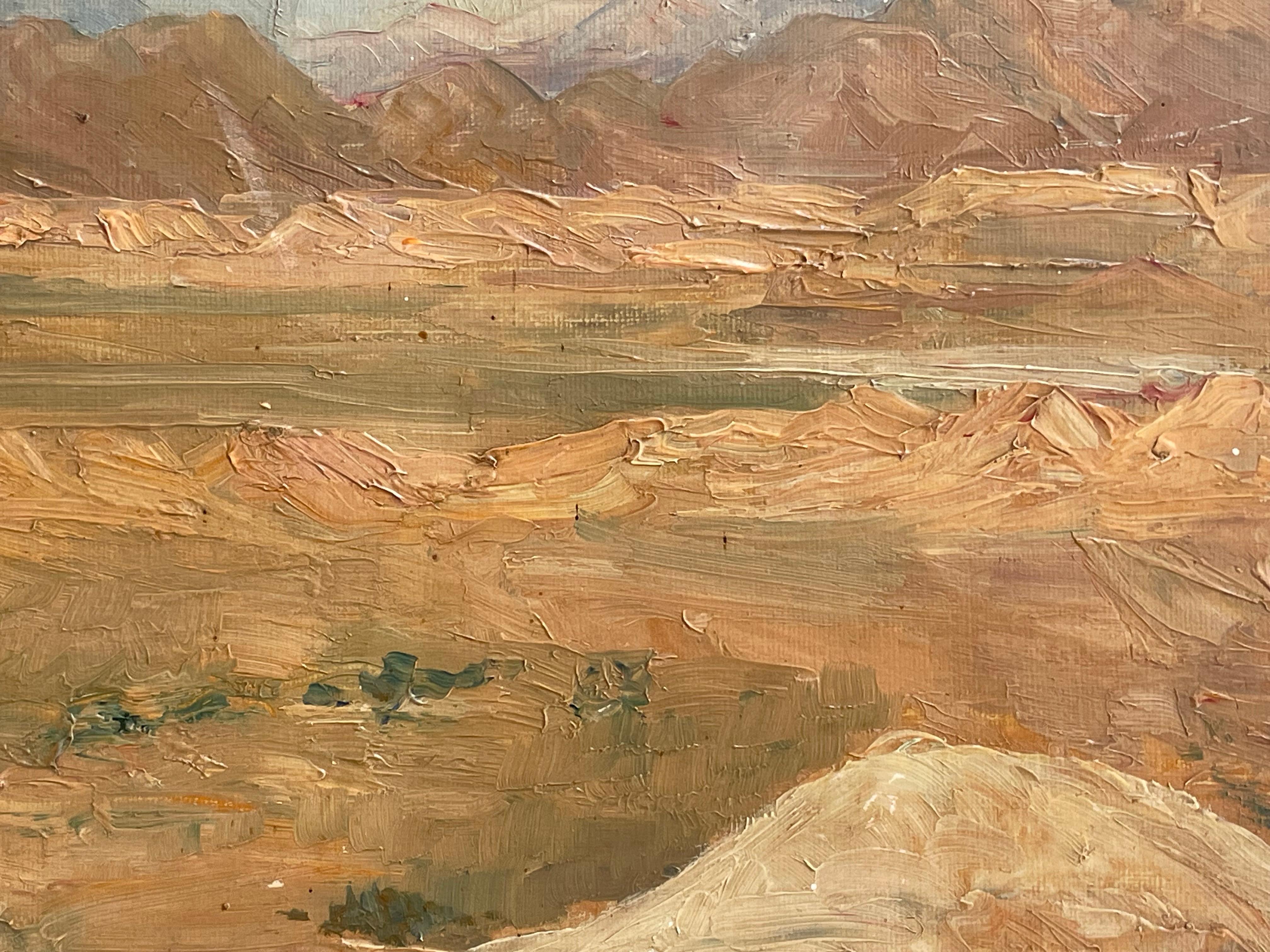 Pittura Antique early 20th century landscape oil painting of desert landscape in vendita