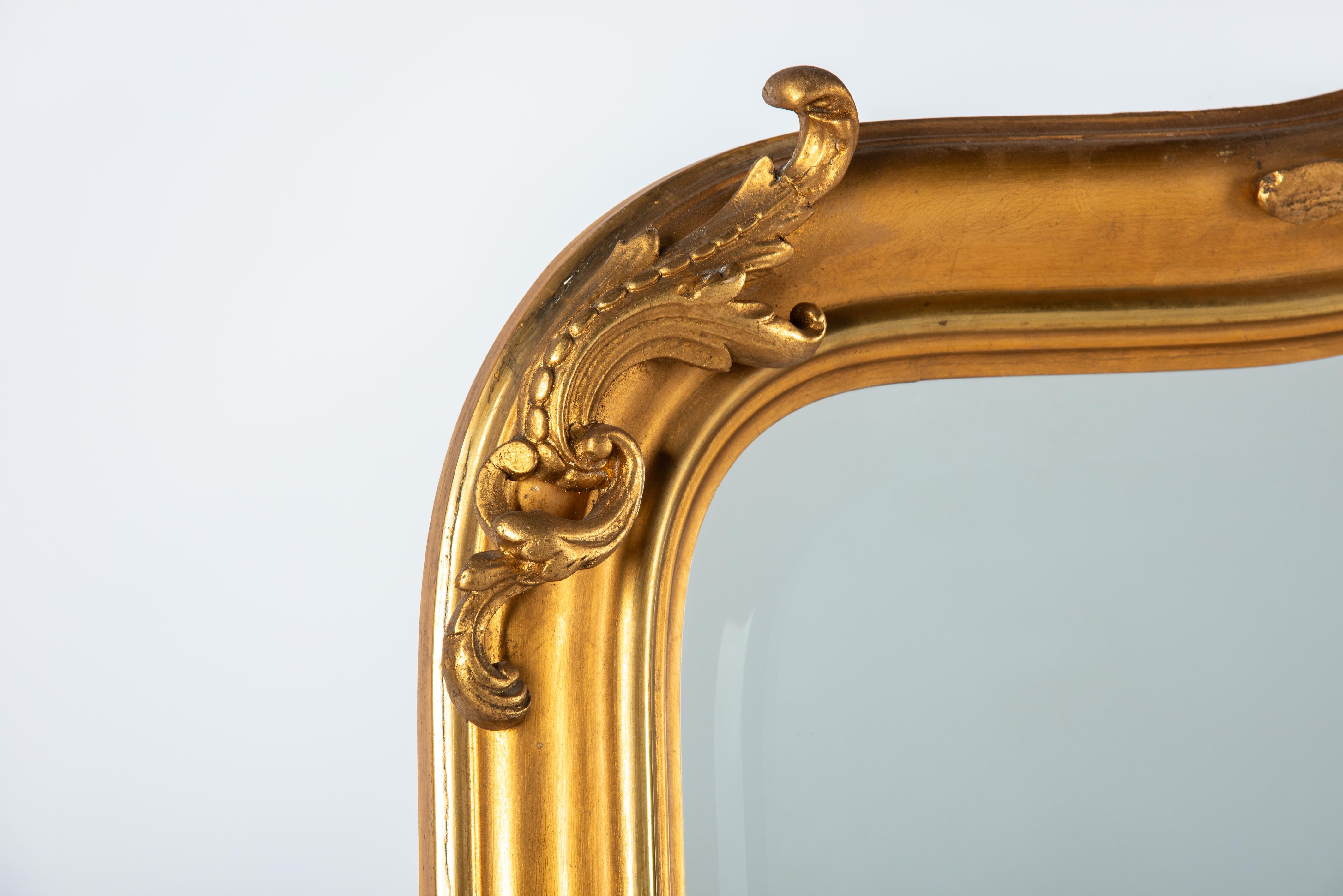 antique early 20th century Large French Gold Gilt Louis Quinze or Rococo mirror In Good Condition In Casteren, NL