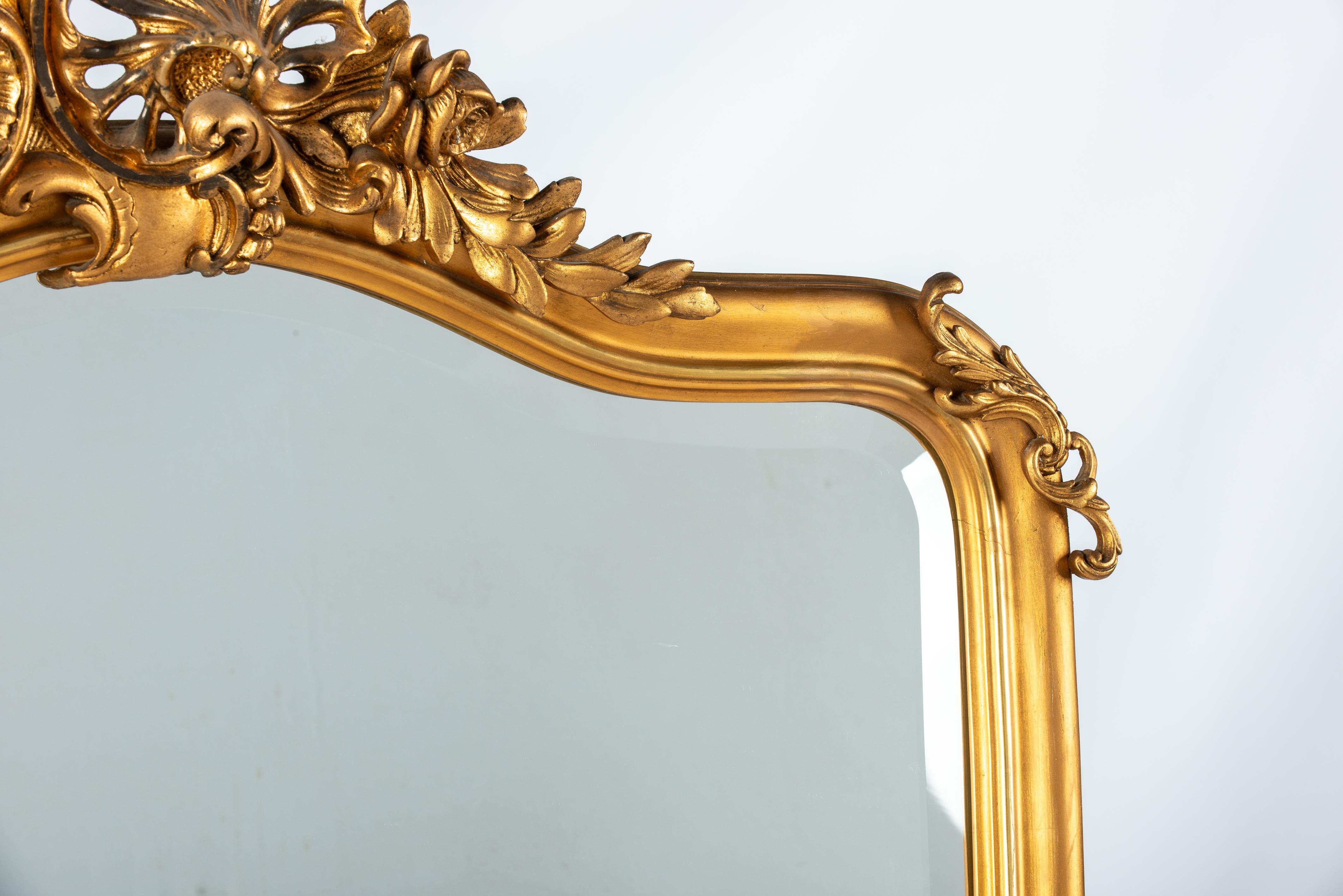20th Century antique early 20th century Large French Gold Gilt Louis Quinze or Rococo mirror