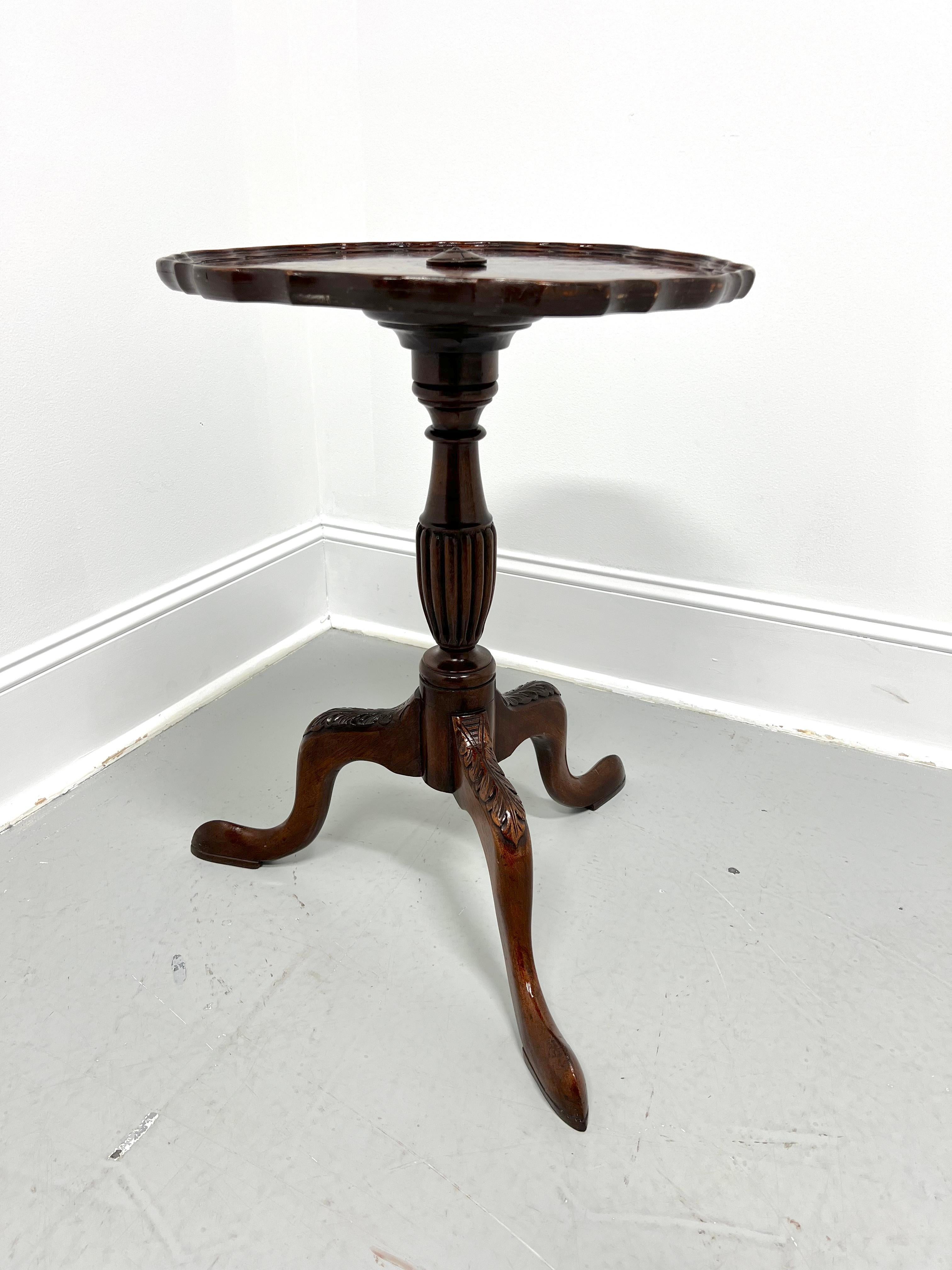 American Antique Early 20th Century Mahogany & Burl Walnut Petite Pie Crust Table For Sale