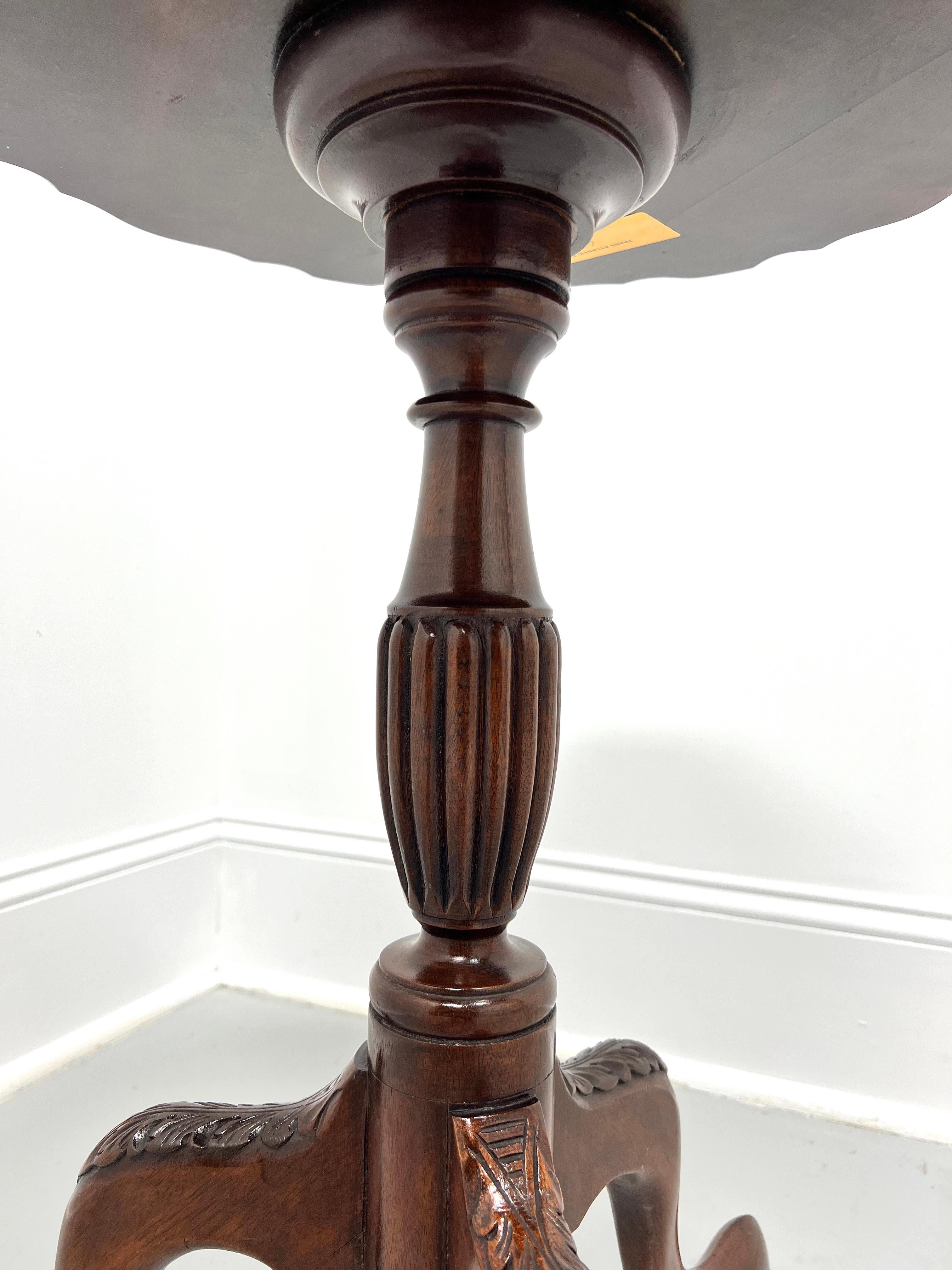 Antique Early 20th Century Mahogany & Burl Walnut Petite Pie Crust Table In Good Condition In Charlotte, NC