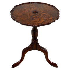 Antique Early 20th Century Mahogany & Burl Walnut Petite Pie Crust Table