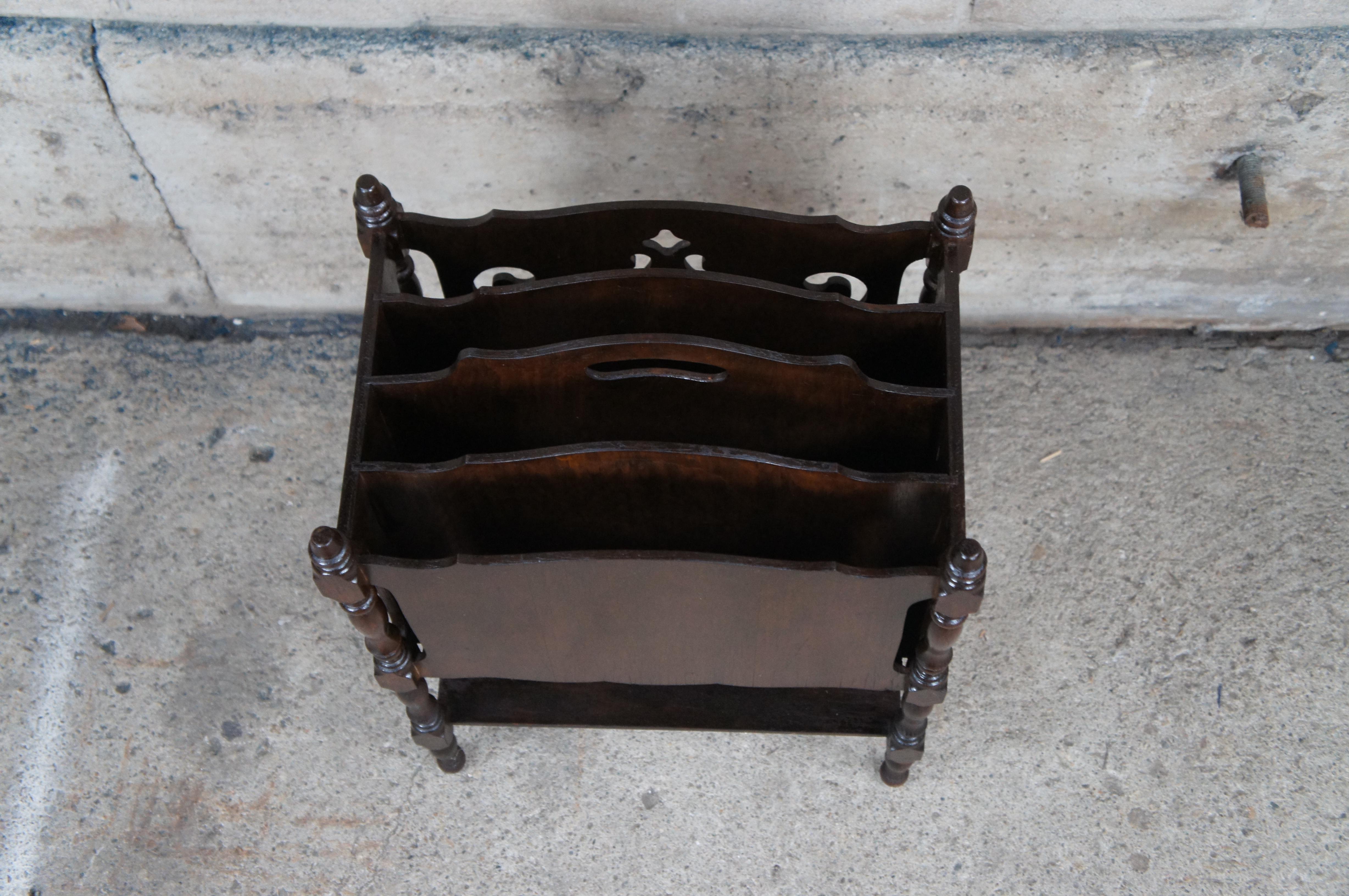 Antique Early 20th Century Mahogany Canterbury Magazine Rack Book Stand Shelf 2