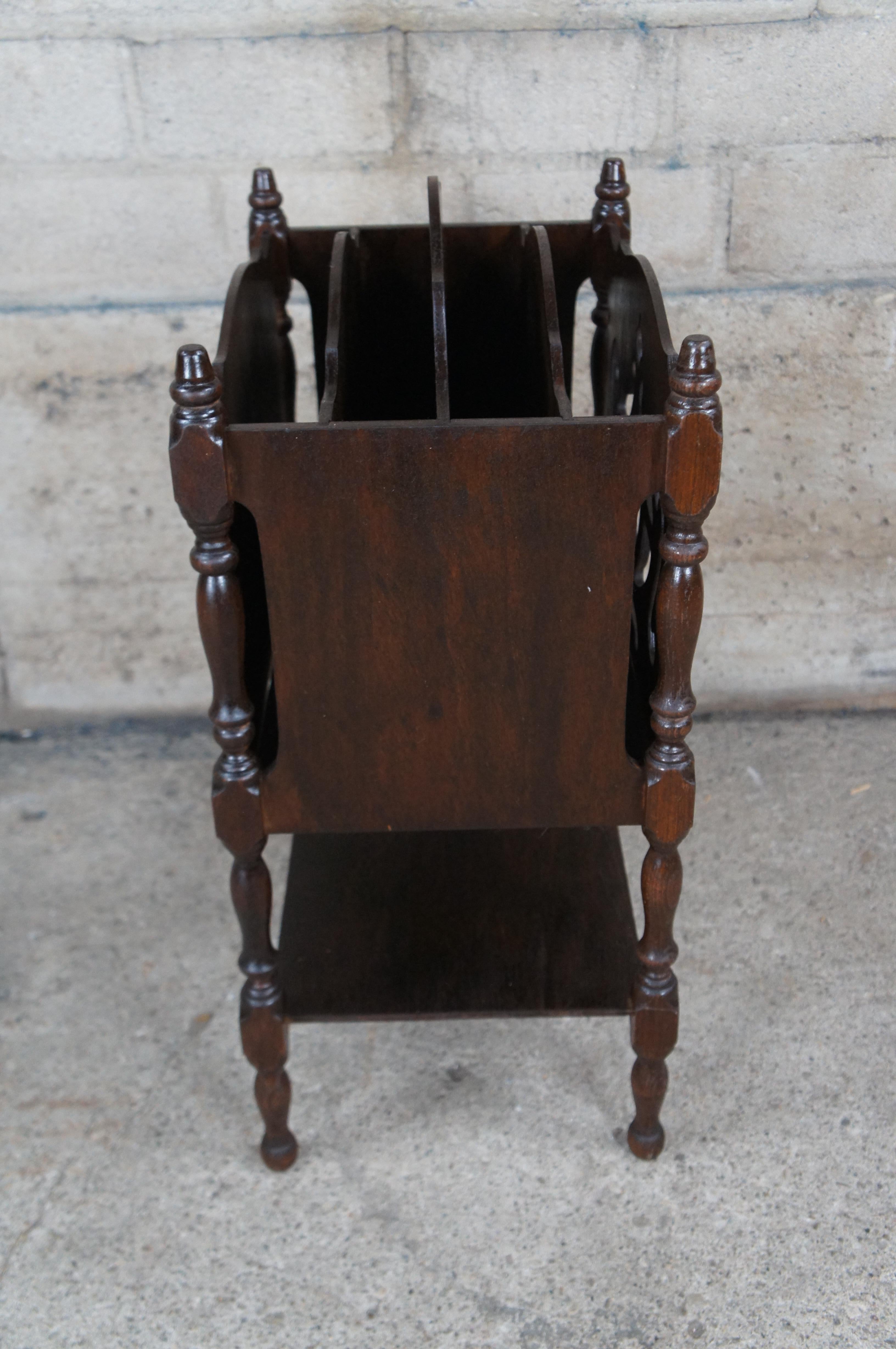 Antique Early 20th Century Mahogany Canterbury Magazine Rack Book Stand Shelf 3