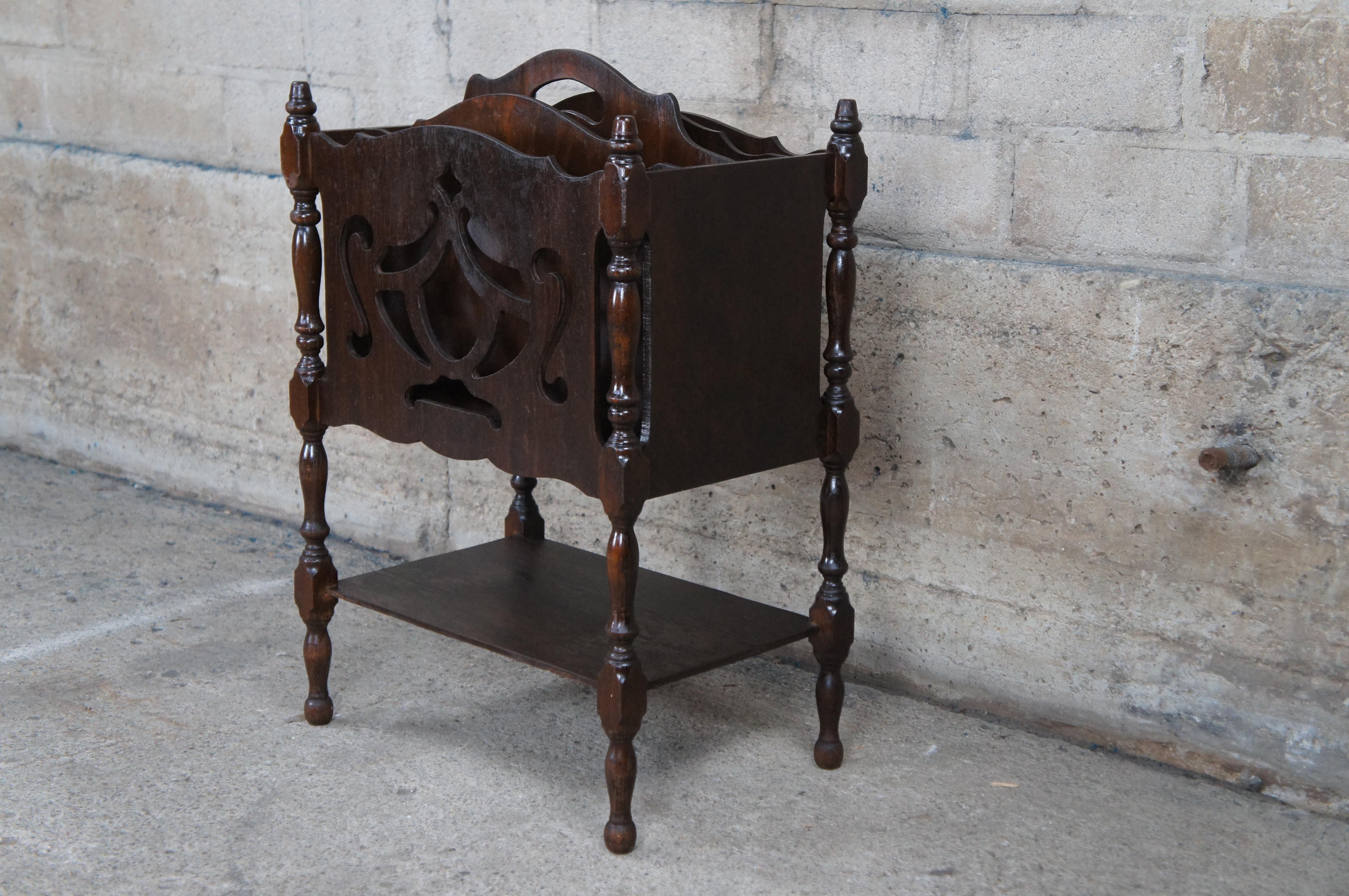 Antique Early 20th Century Mahogany Canterbury Magazine Rack Book Stand Shelf 6
