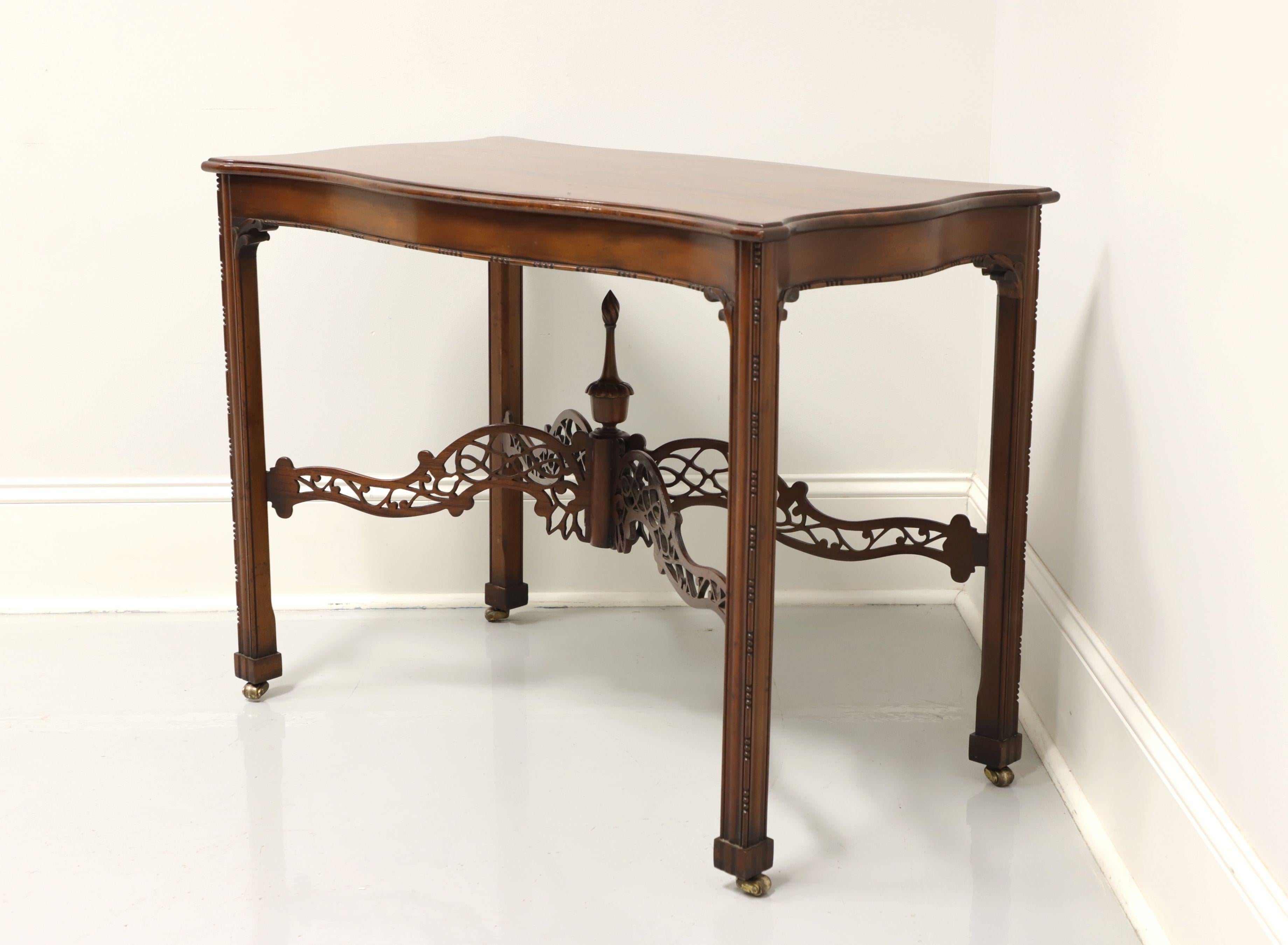 American Antique Early 20th Century Mahogany Chippendale Accent Table on Casters