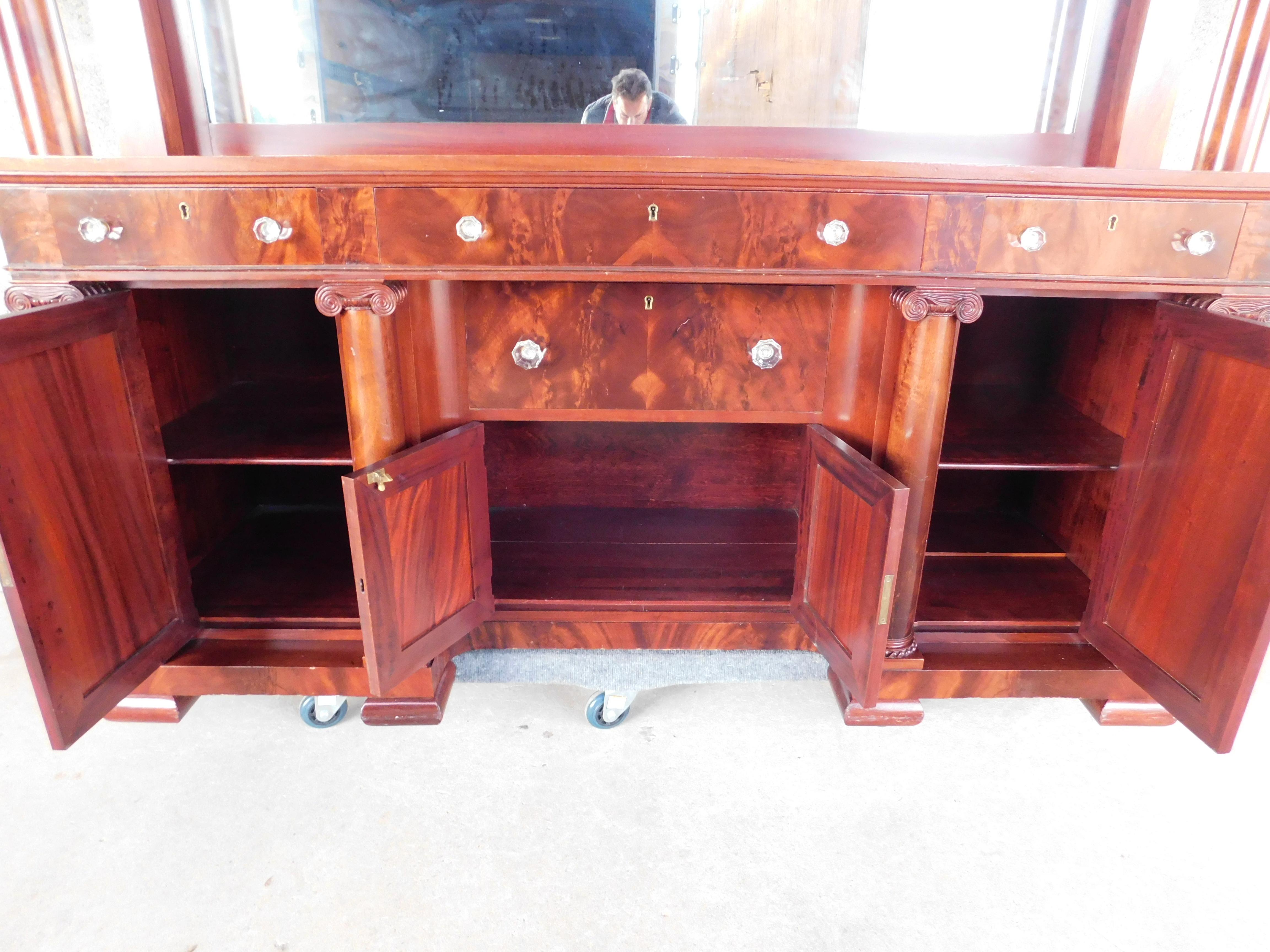 Antique Early 20th Century Mahogany Empire Revival Sideboard For Sale 8
