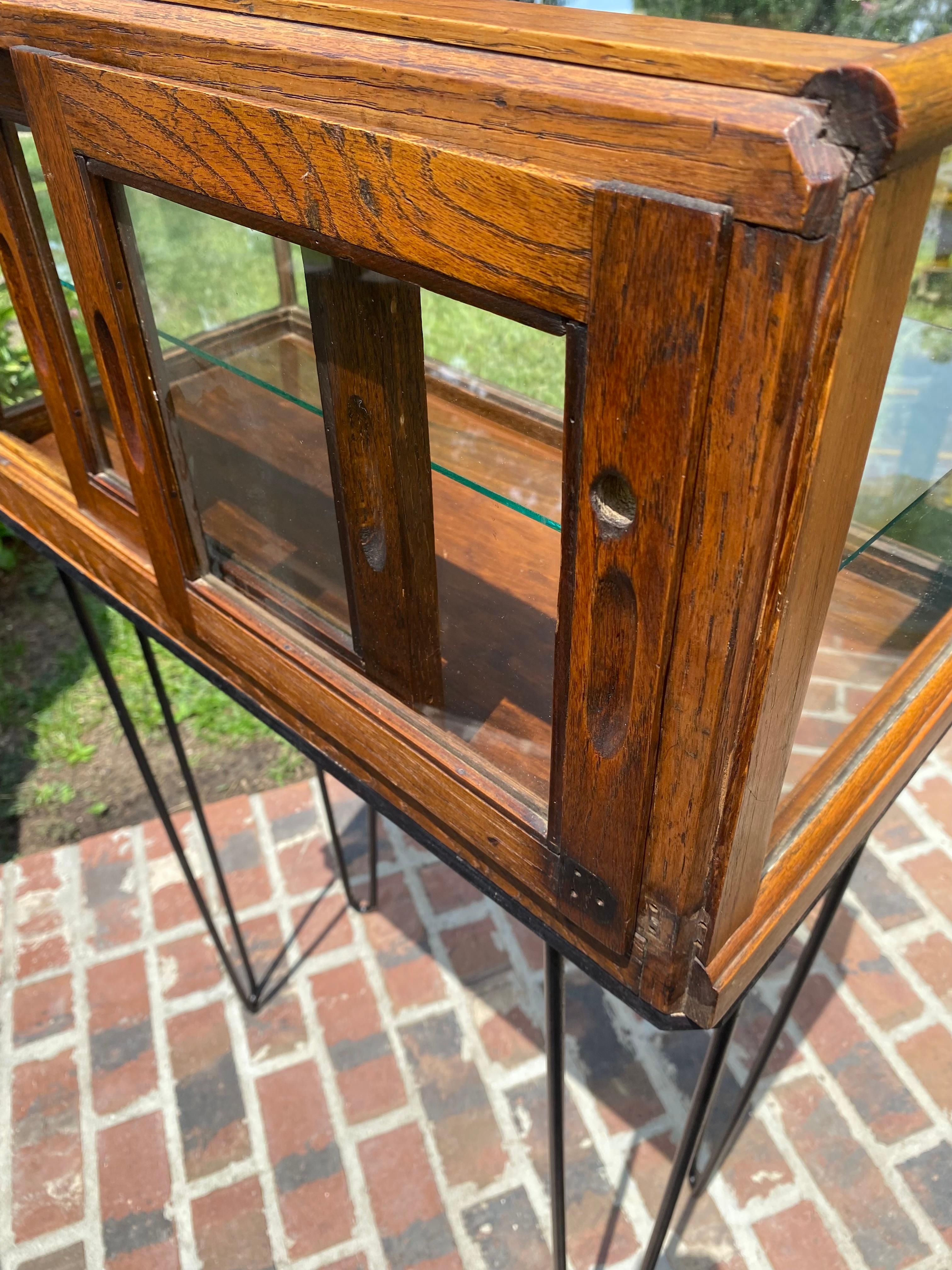 Antique Early 20th Century Oak/ Glass Store Display Cabinet 10