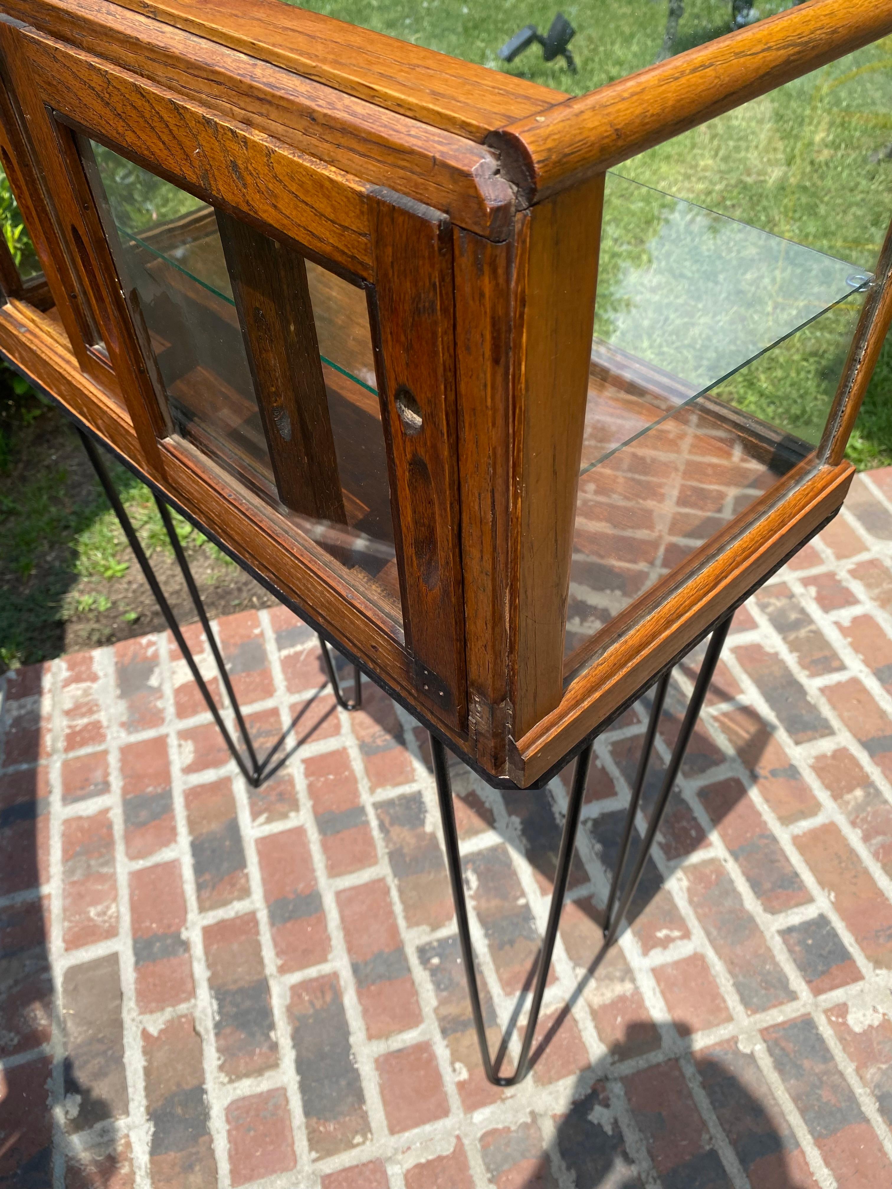 Antique Early 20th Century Oak/ Glass Store Display Cabinet 11