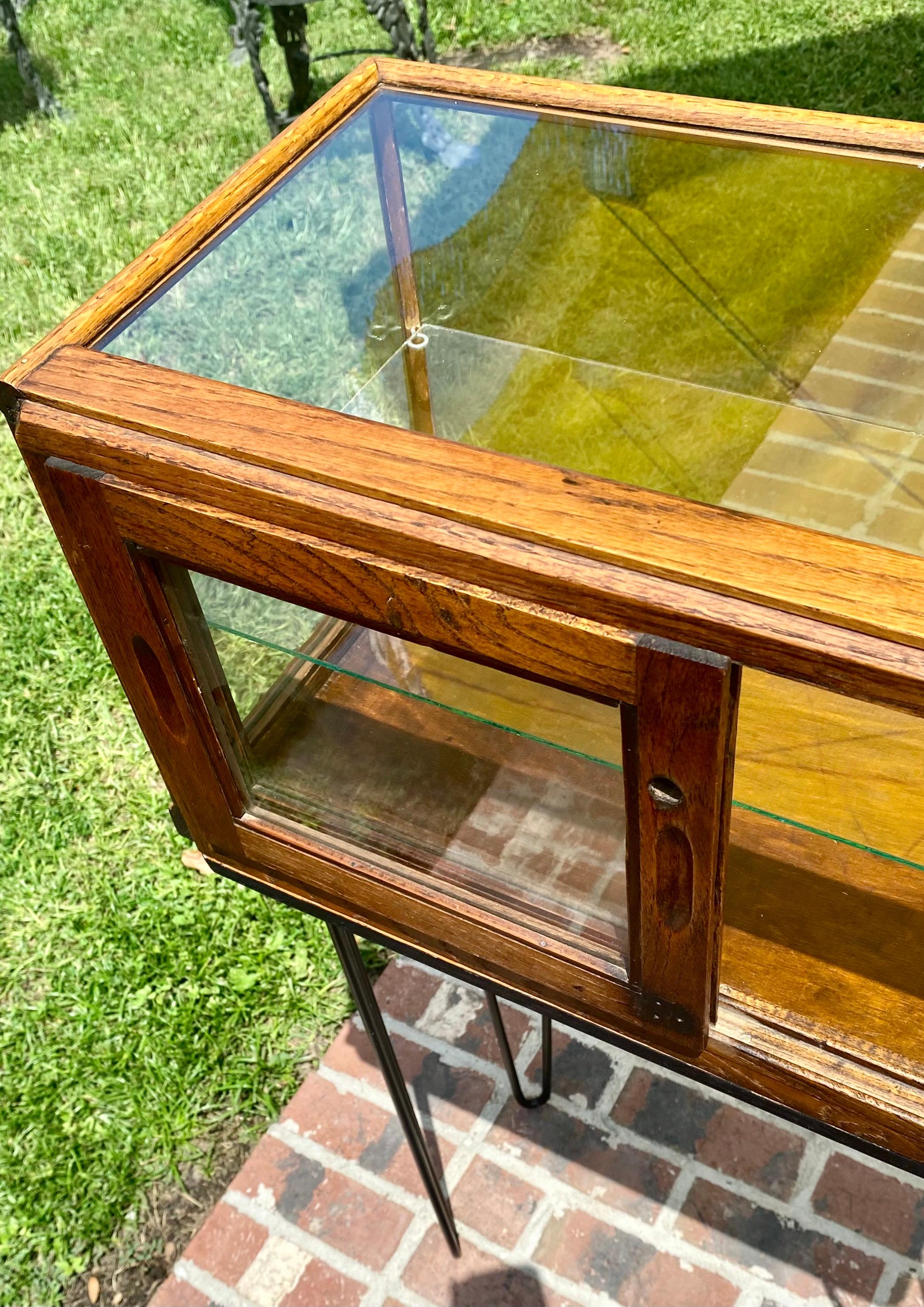 Antique Early 20th Century Oak/ Glass Store Display Cabinet 12