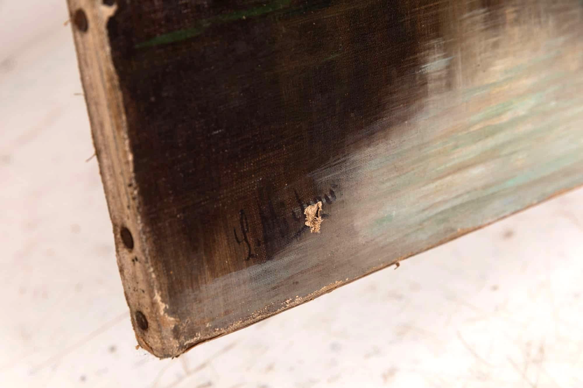 Antico dipinto di paesaggio olio su tela dell'inizio del XX secolo. c.1910 In condizioni discrete in vendita a London, GB