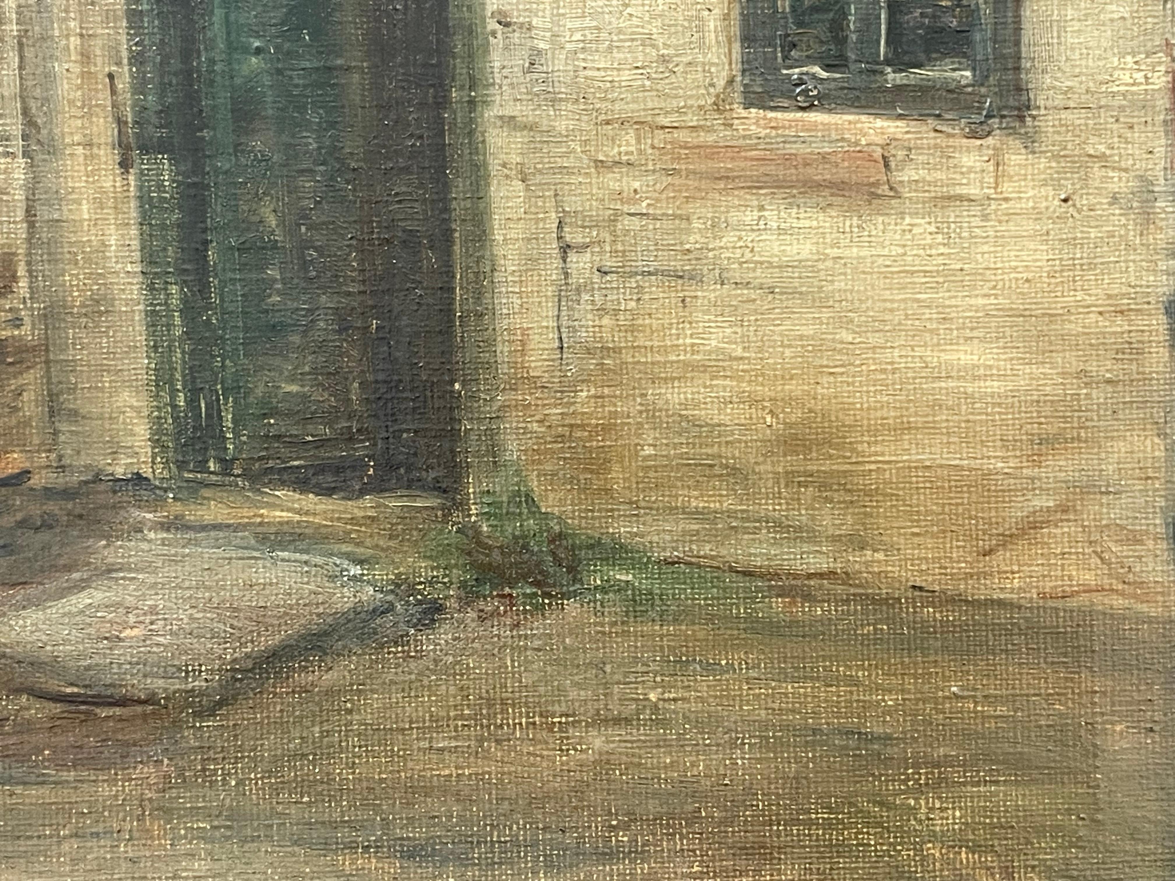 Danese Antique early 20th century oil on canvas painting of small house in vendita