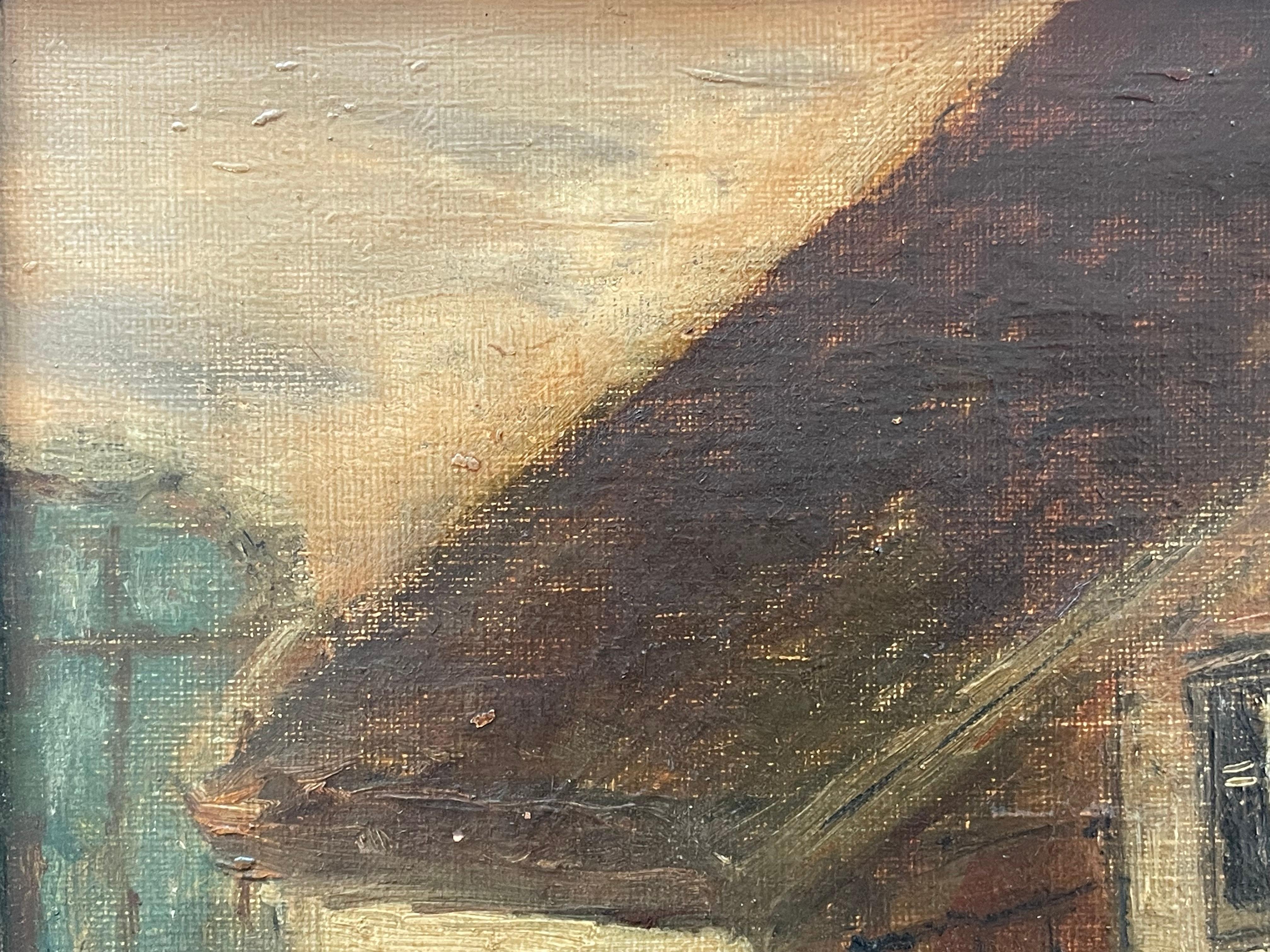Pittura Antique early 20th century oil on canvas painting of small house in vendita