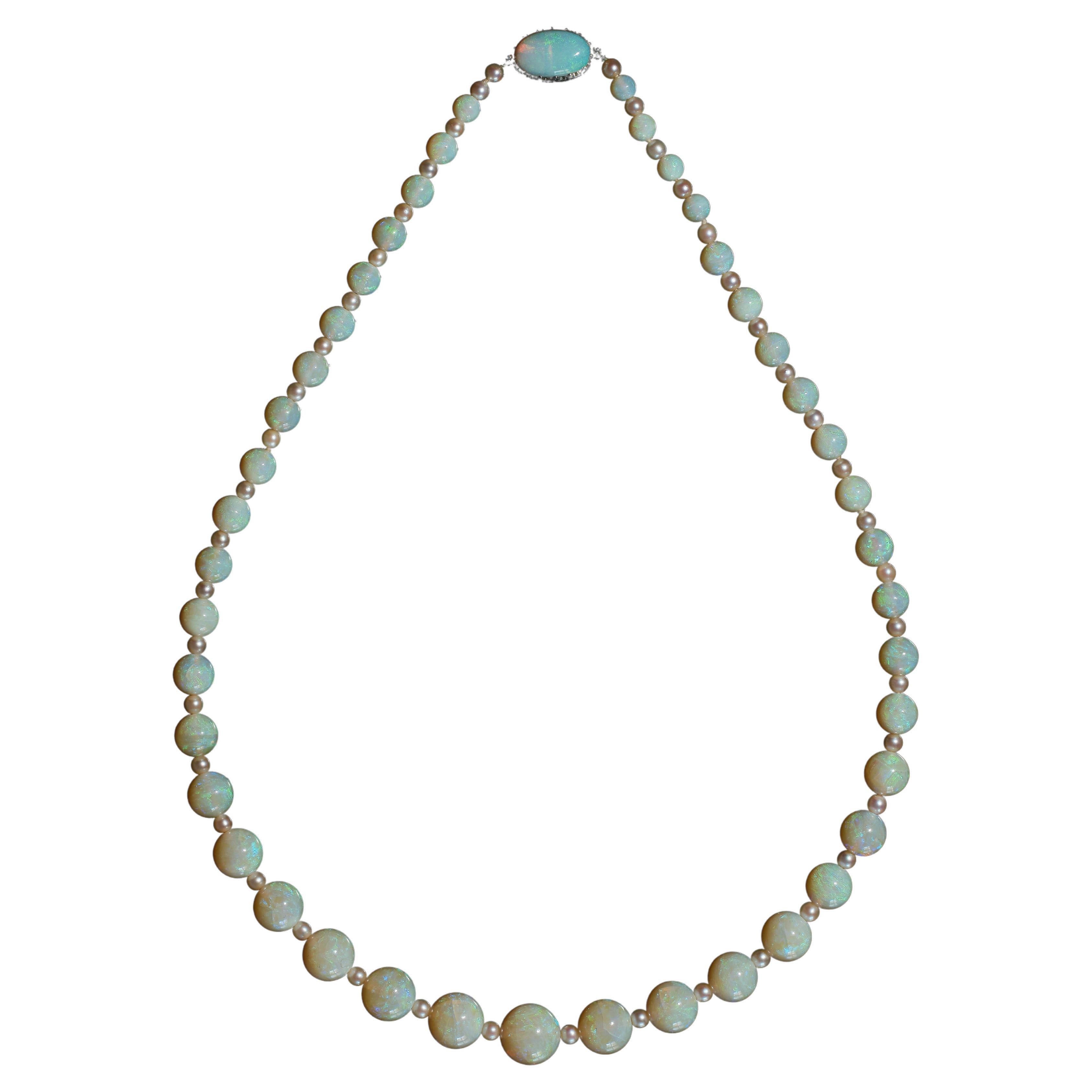 Antike Opal-Perlen- und Perlenkette aus dem frühen 20. Jahrhundert