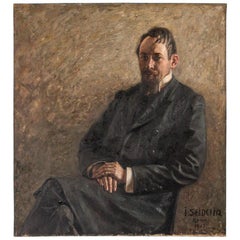 Antique Early 20th Century Original Danish Oil Painting, Portrait of a Gentleman