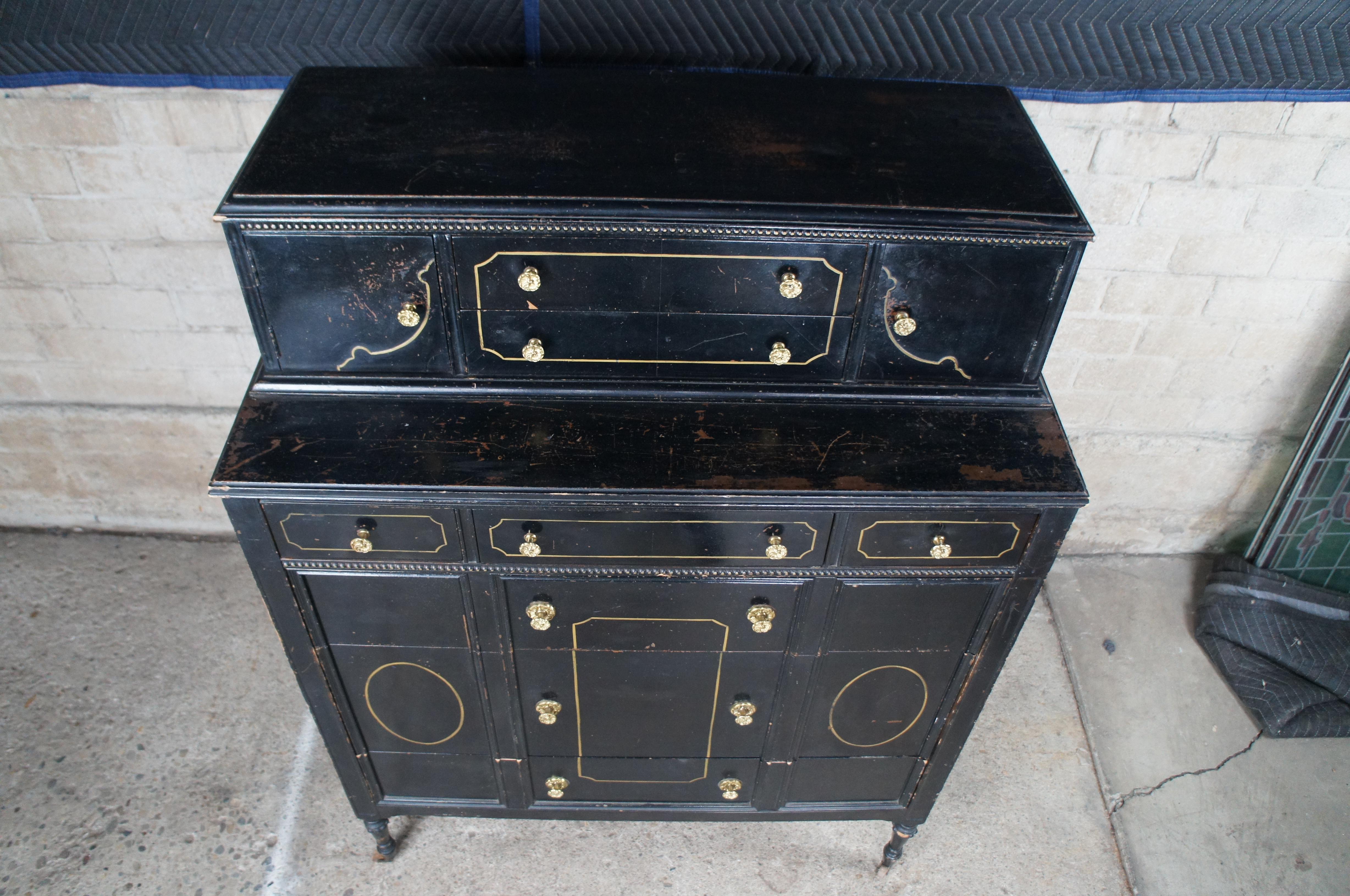 Antiquité - Début du 20e siècle Acajou peint Tallboy Dresser Chest of Drawers Bon état - En vente à Dayton, OH